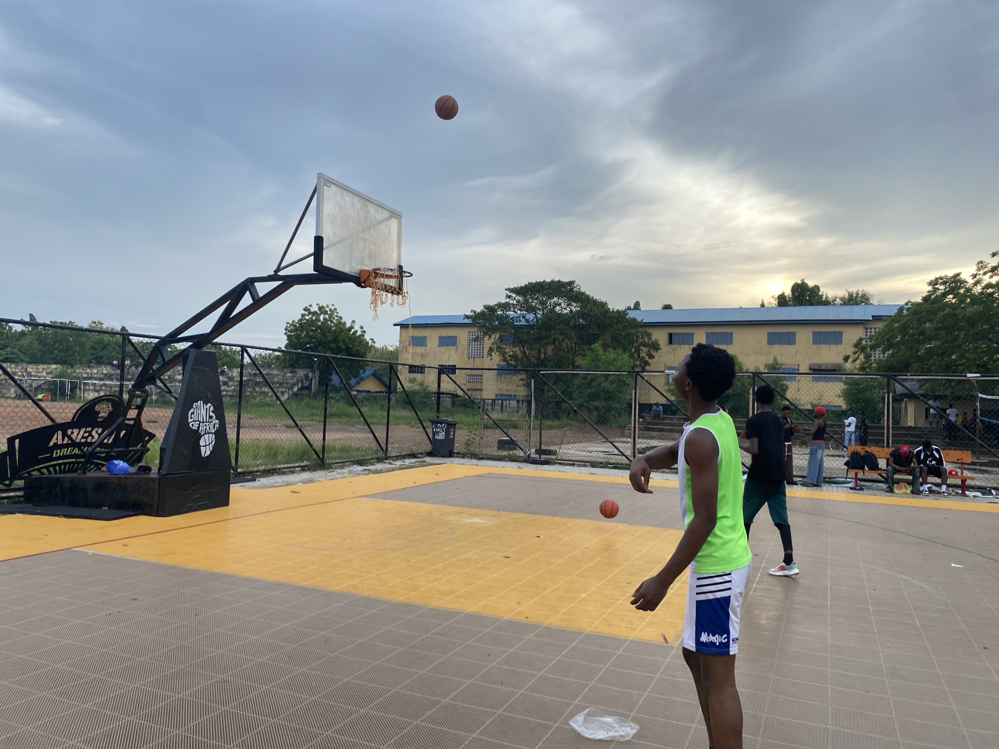 Basketball players gather at Lagos court during evening session