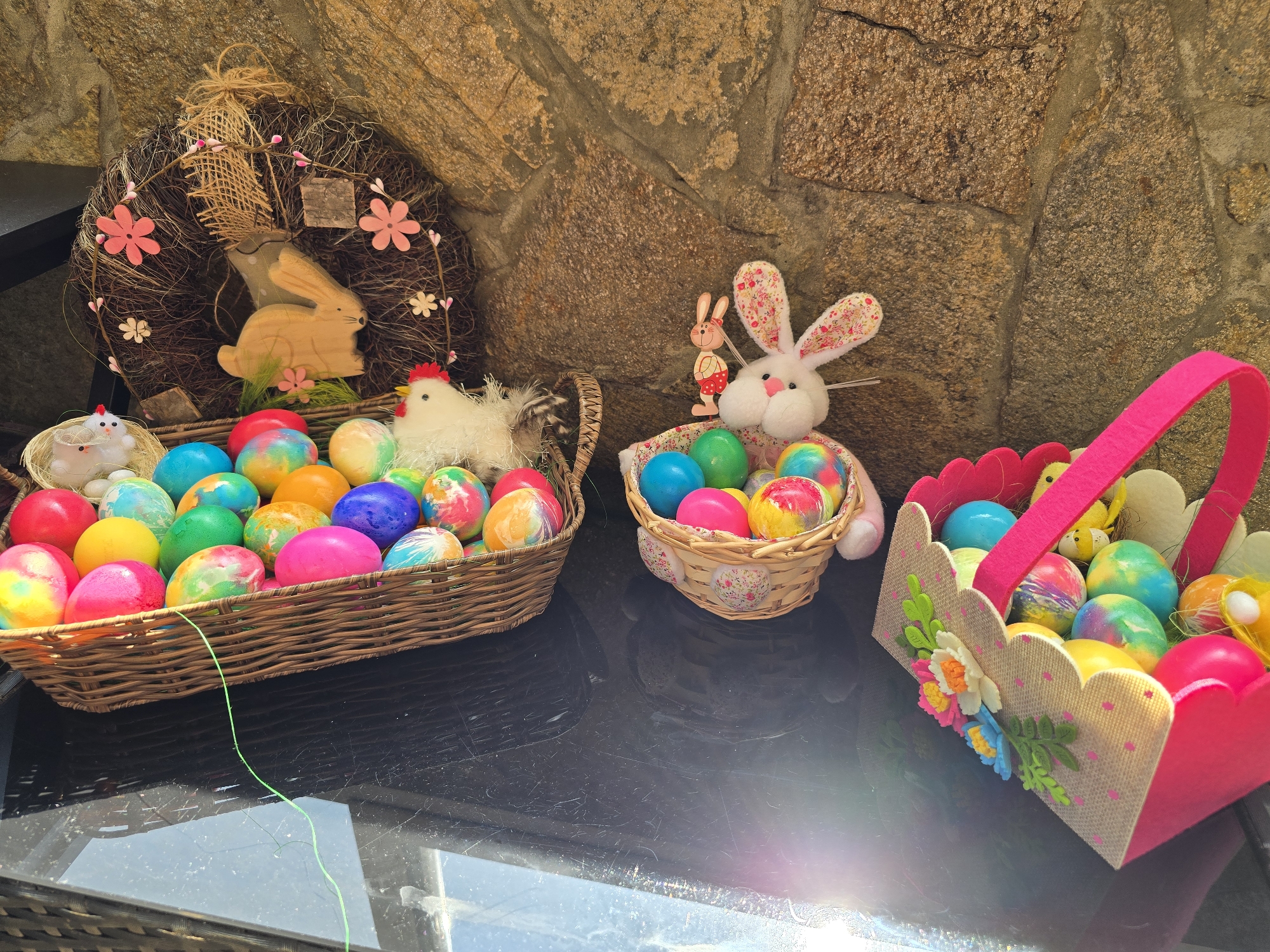 Easter decorations displayed in public space in Burgas, Bulgaria