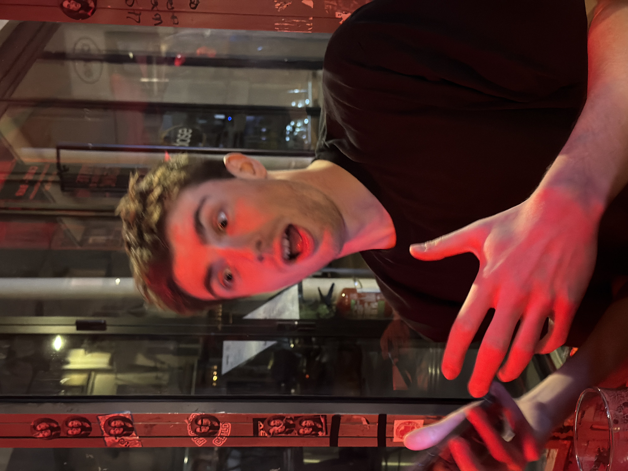 Man makes silly face for camera in Paris