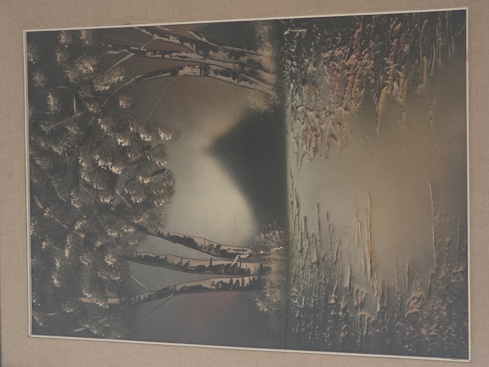 Surreal landscape painting with dark textured path, Ladispoli
