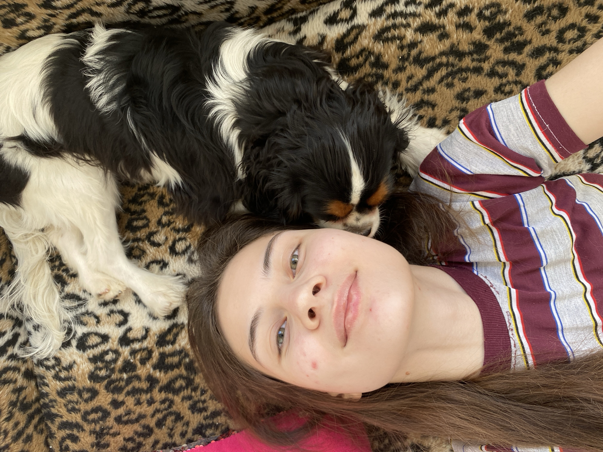 Woman and dog share quiet morning moments in Votkinsk
