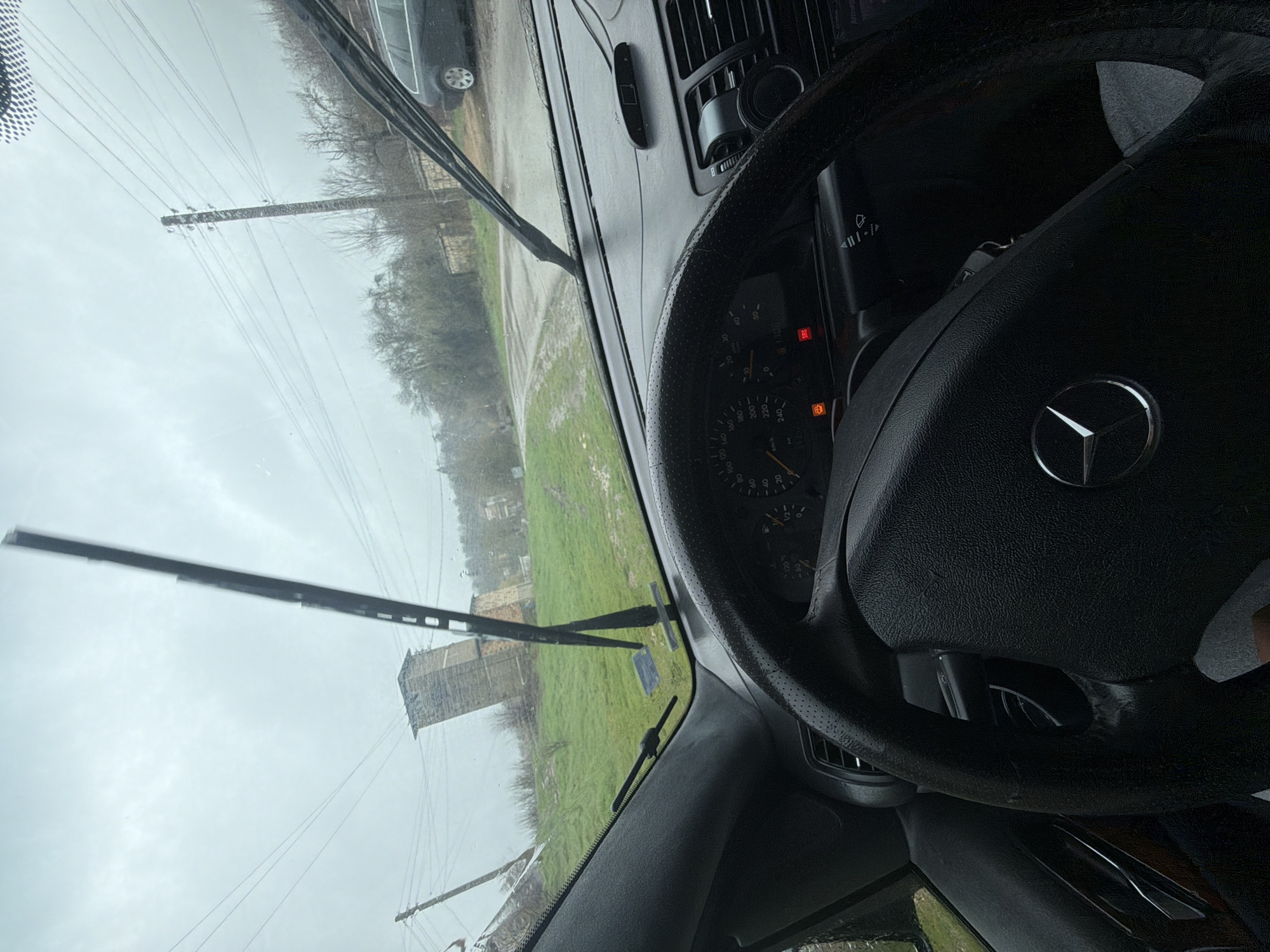 Driver's perspective from Mercedes-Benz in Bulgarian village