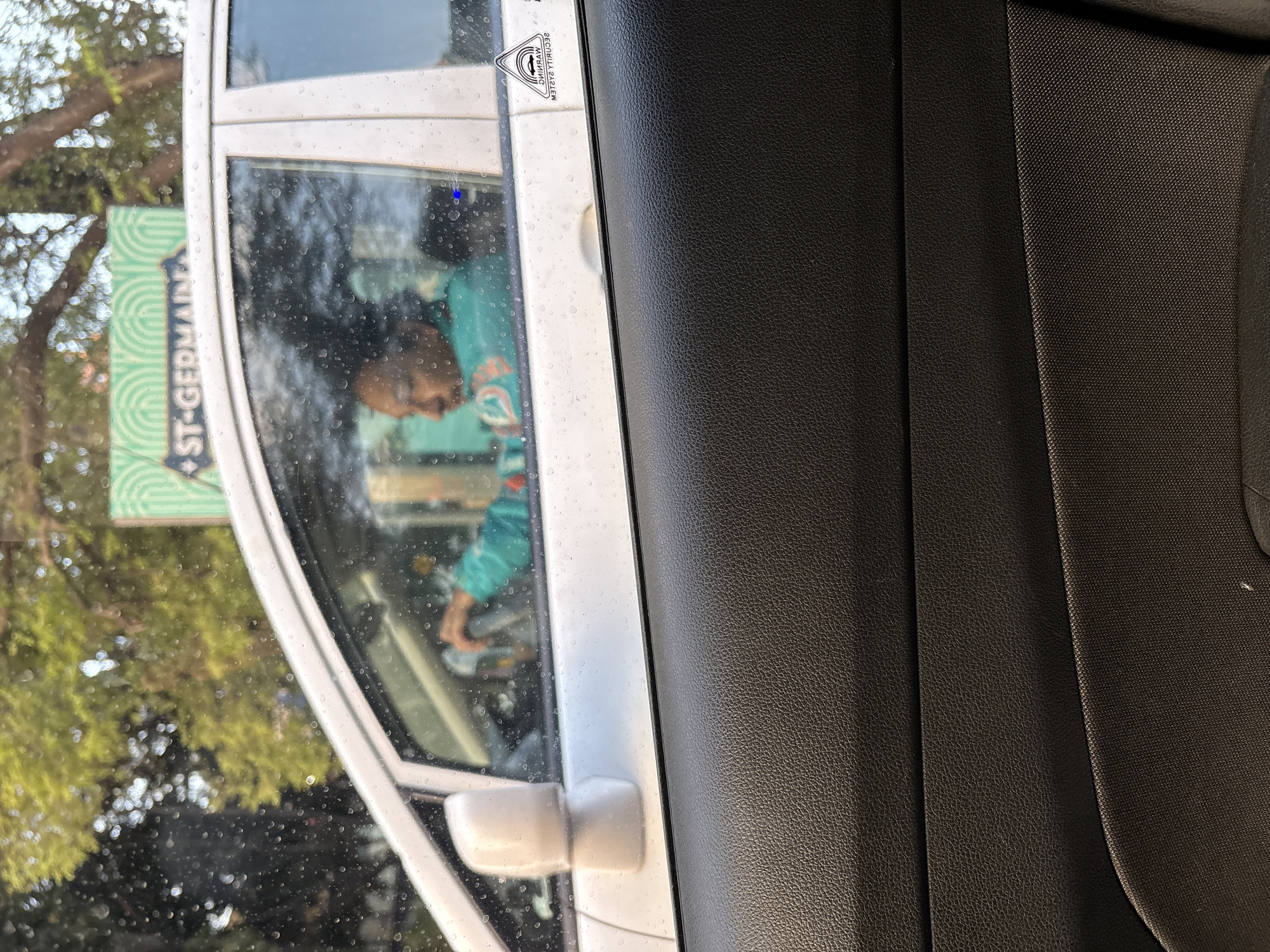 Traffic scene captured from car window in Mexico City