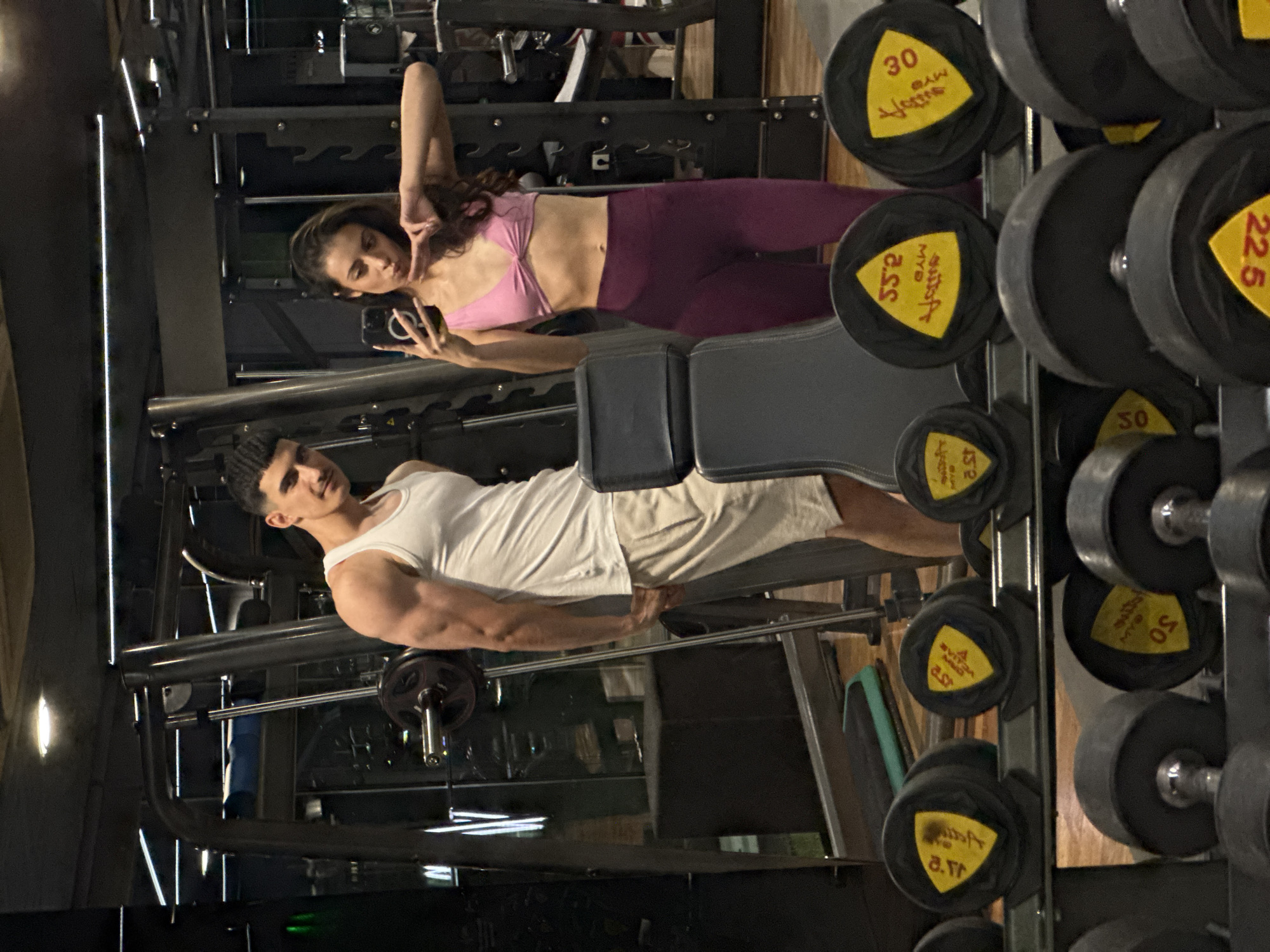 At the gym machines in Sofia, mid-workout pause