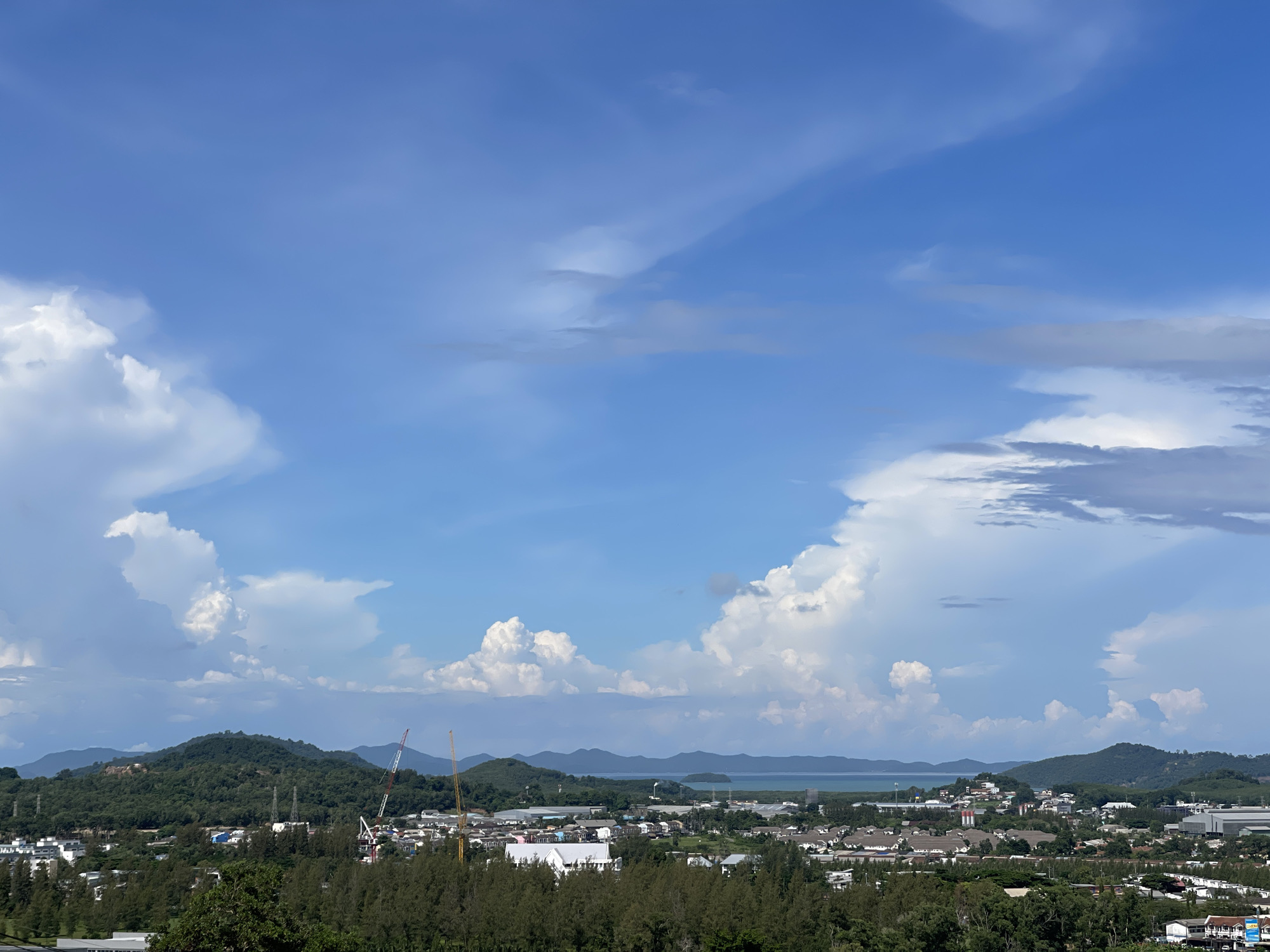 Morning views over Ratsada, Thailand from above and ground level