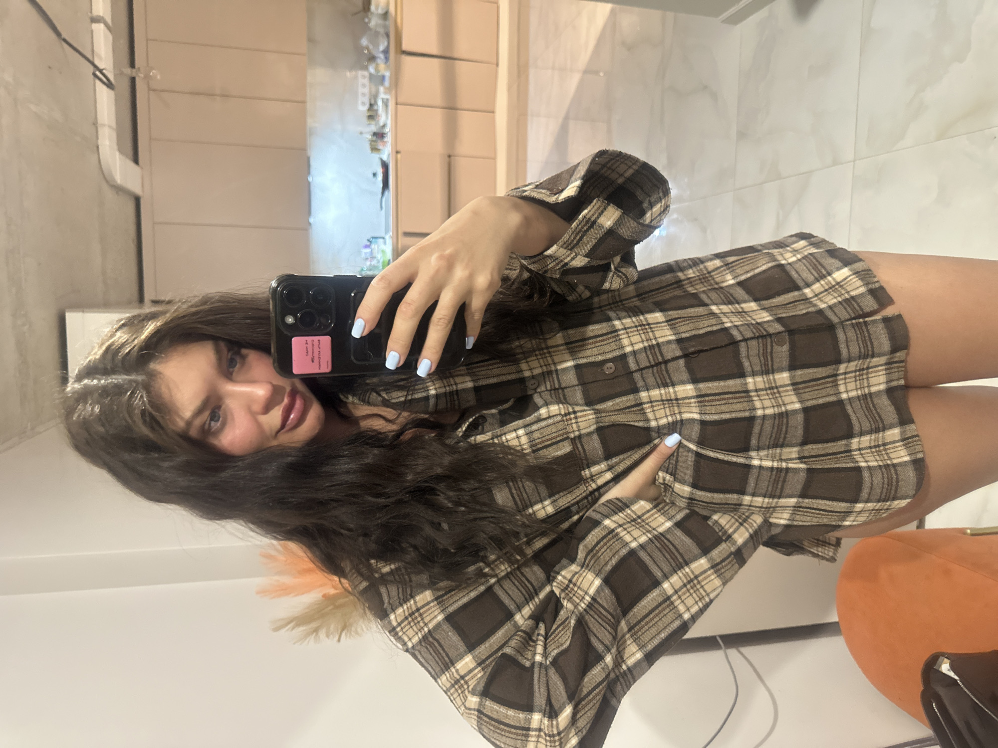 Woman takes selfie in Khimki apartment