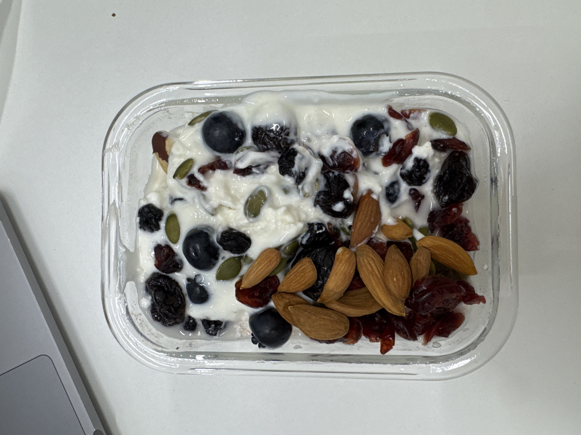 Healthy snack photographed in clear glass dish in Dubai