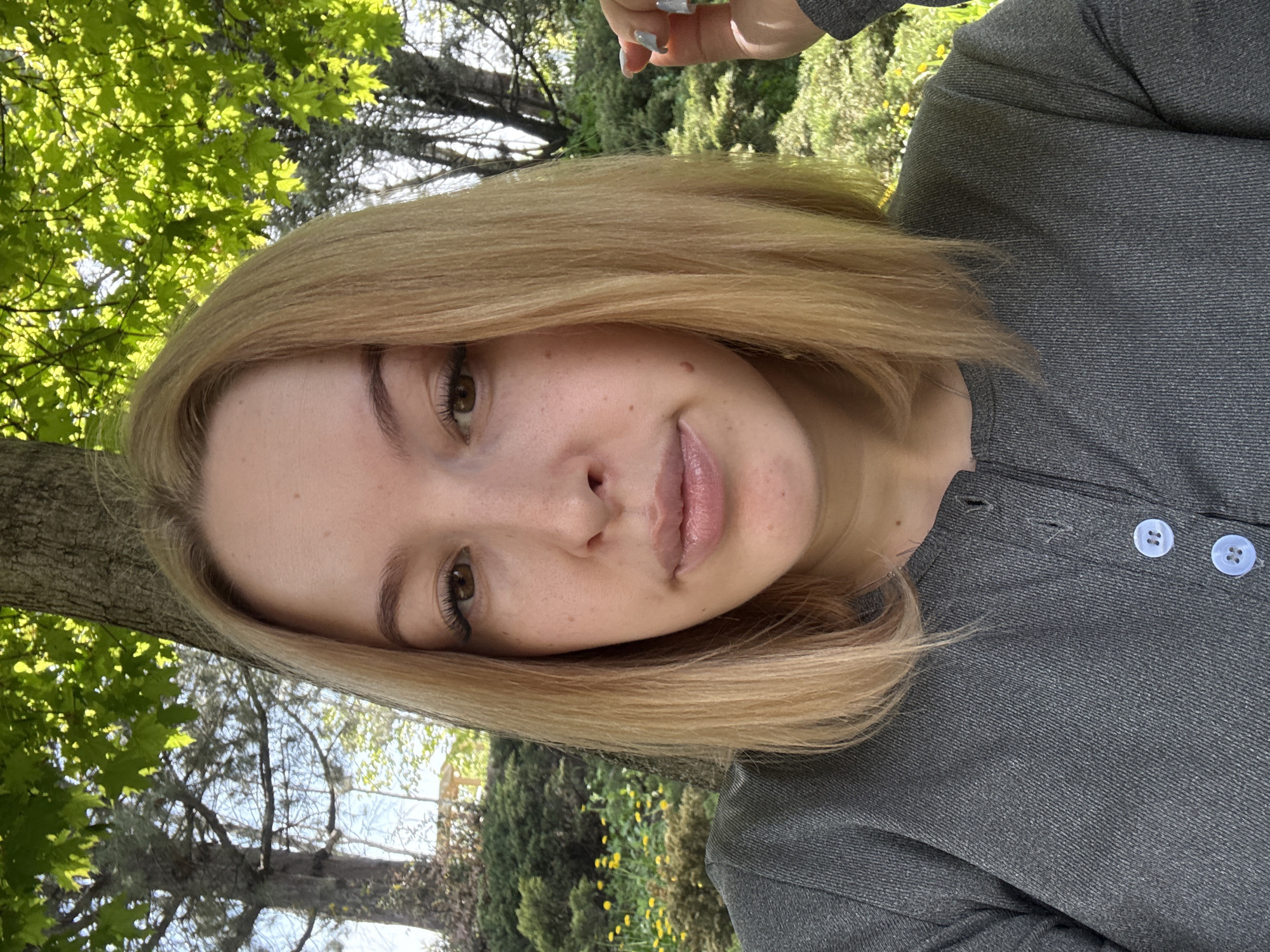 Woman takes selfie in park, Donetsk