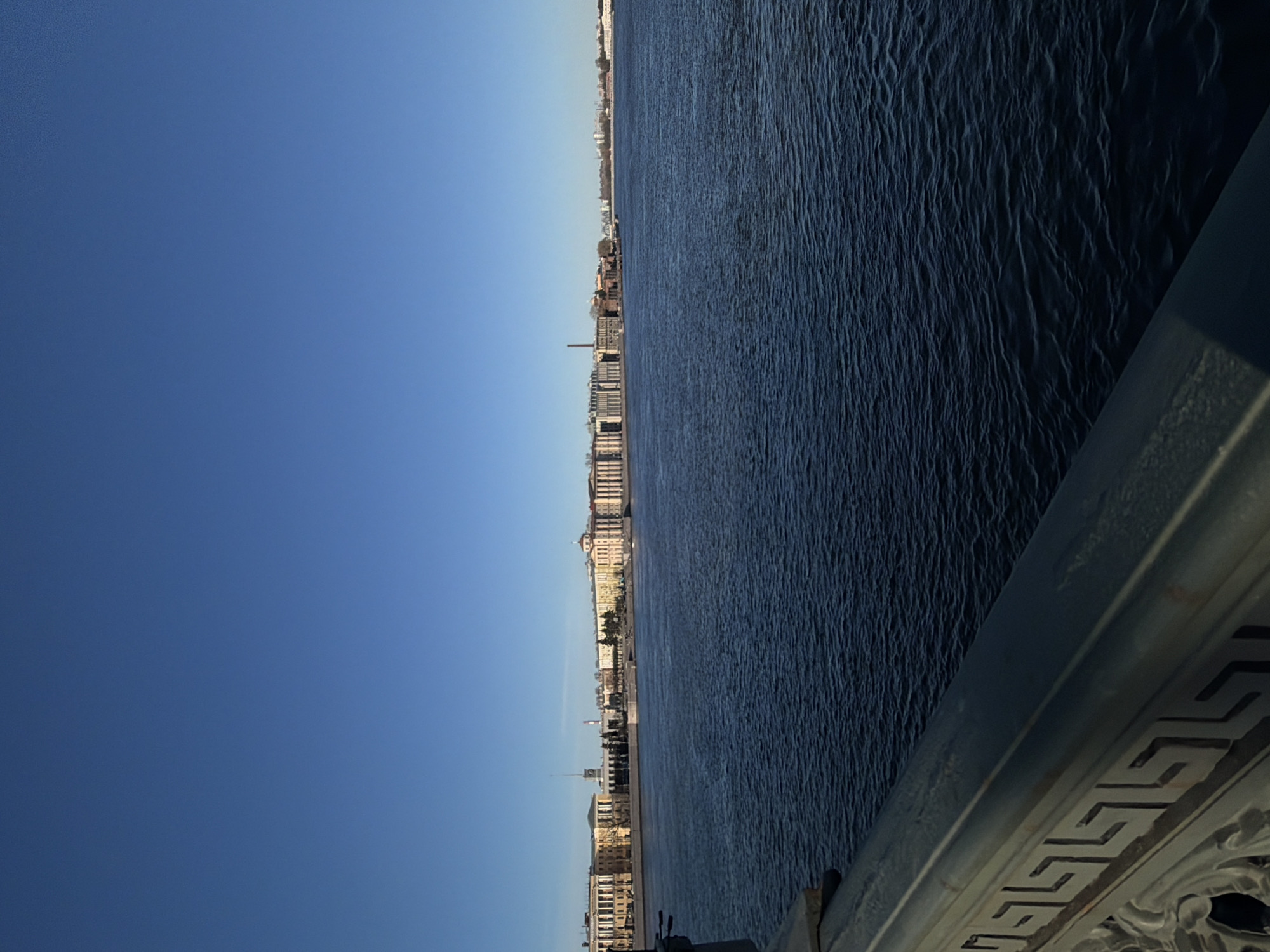 Clear afternoon views captured from Liteyny Bridge over Neva River
