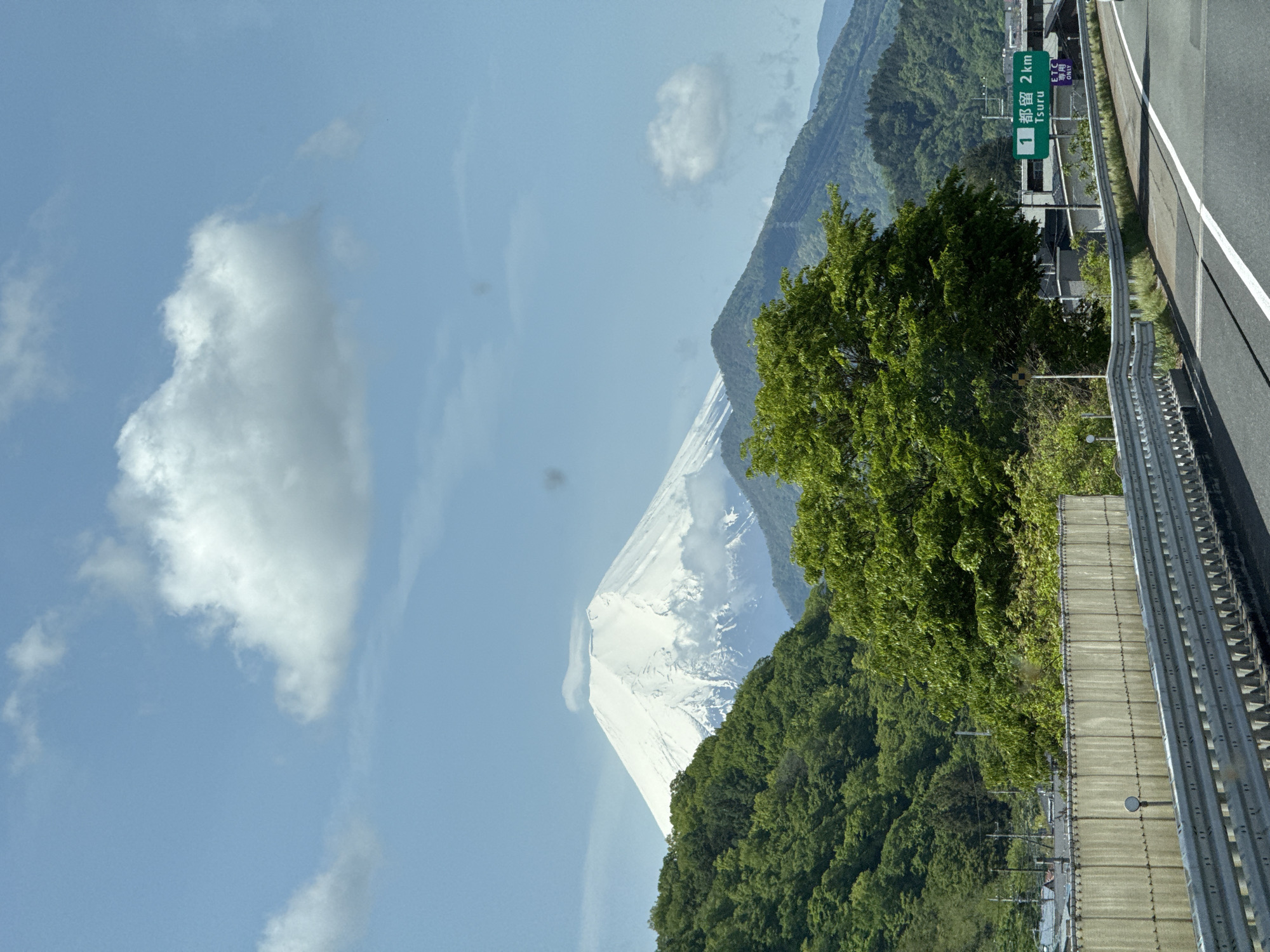Mount Fuji viewed from highway near Tsuru, Japan