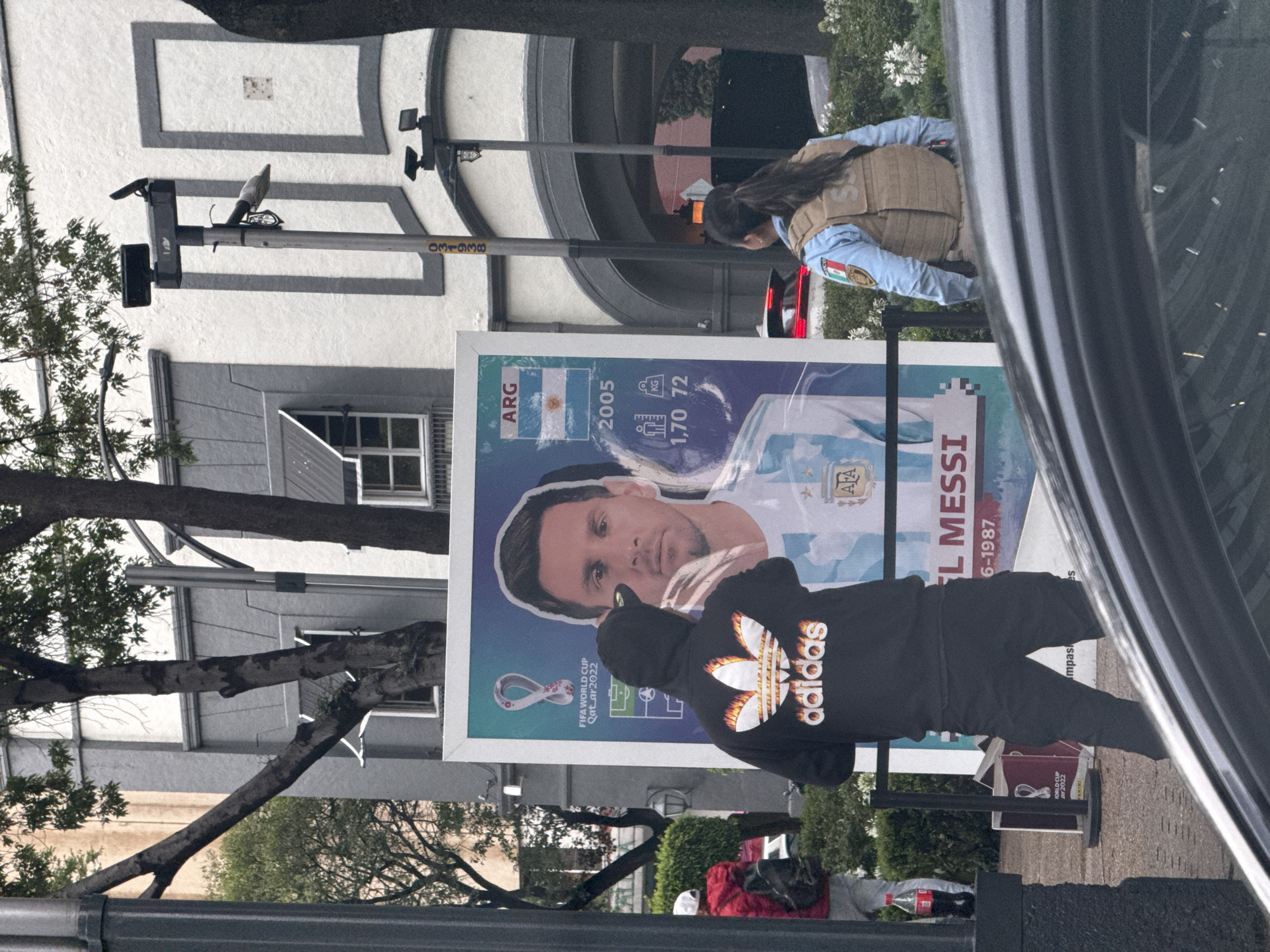 Soccer star posters displayed along Mexico City sidewalks