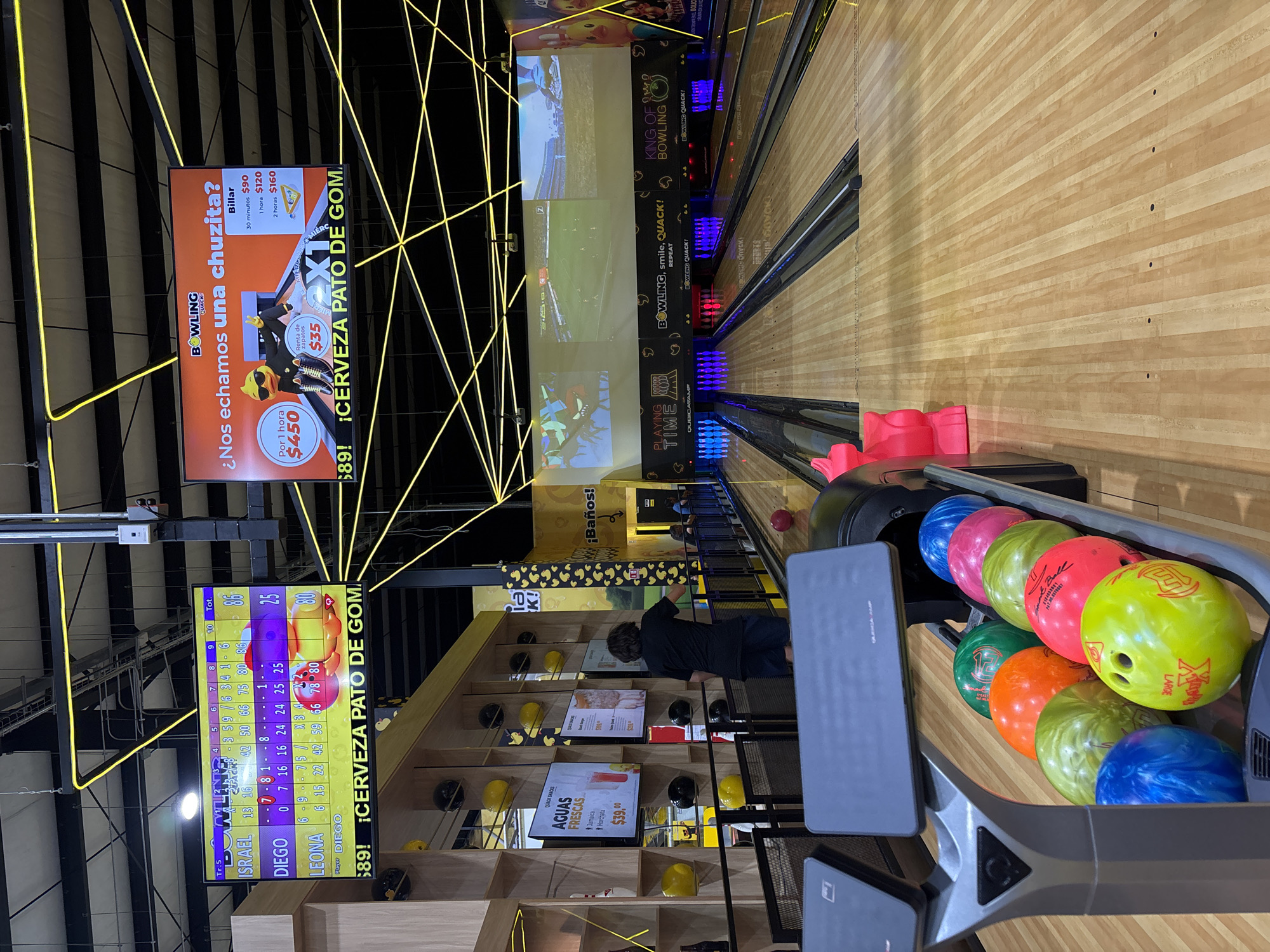 Late-night bowling game underway at Metepec alley