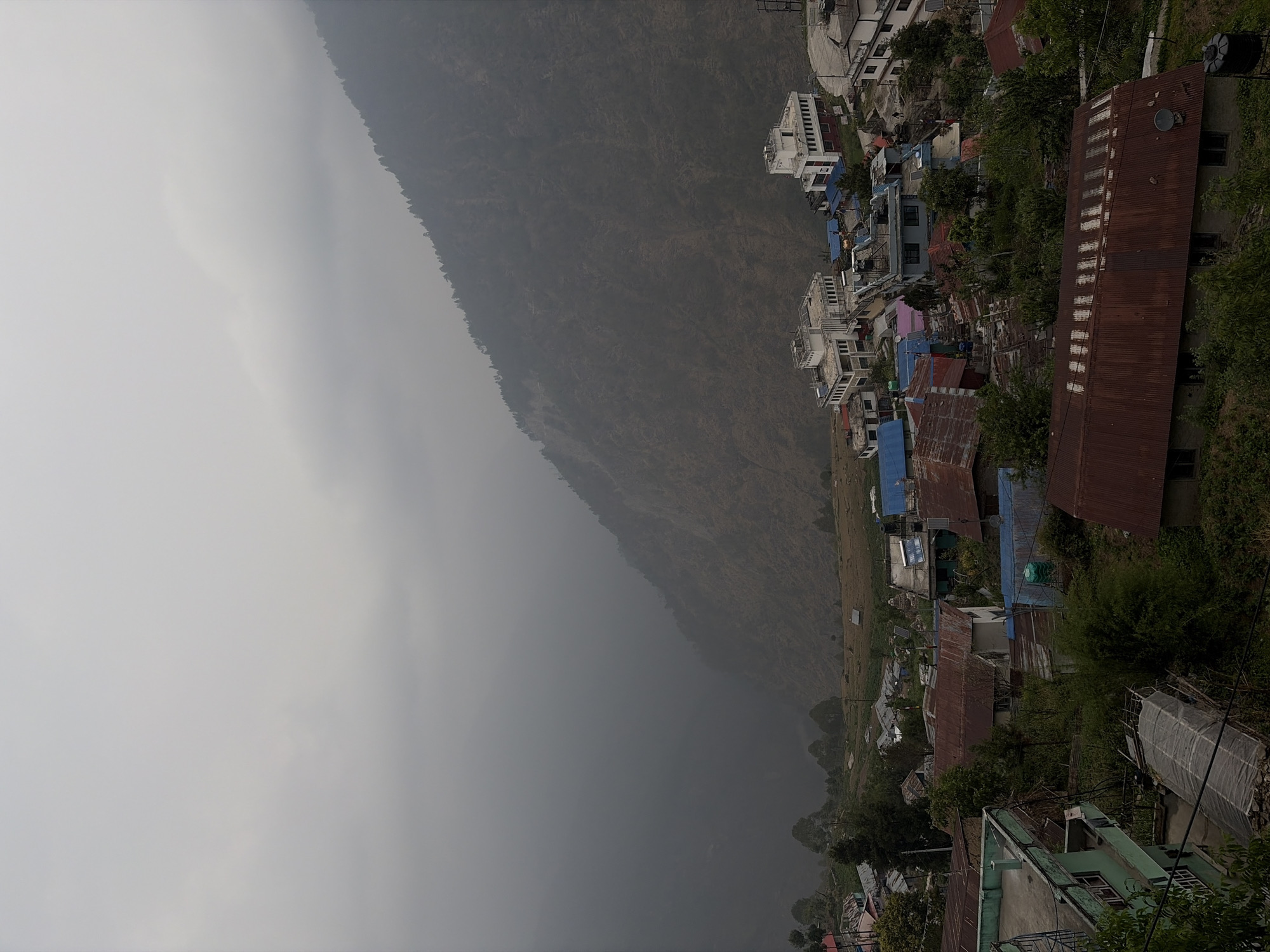 Aerial view captures hillside settlement in Gosaikunda, Nepal