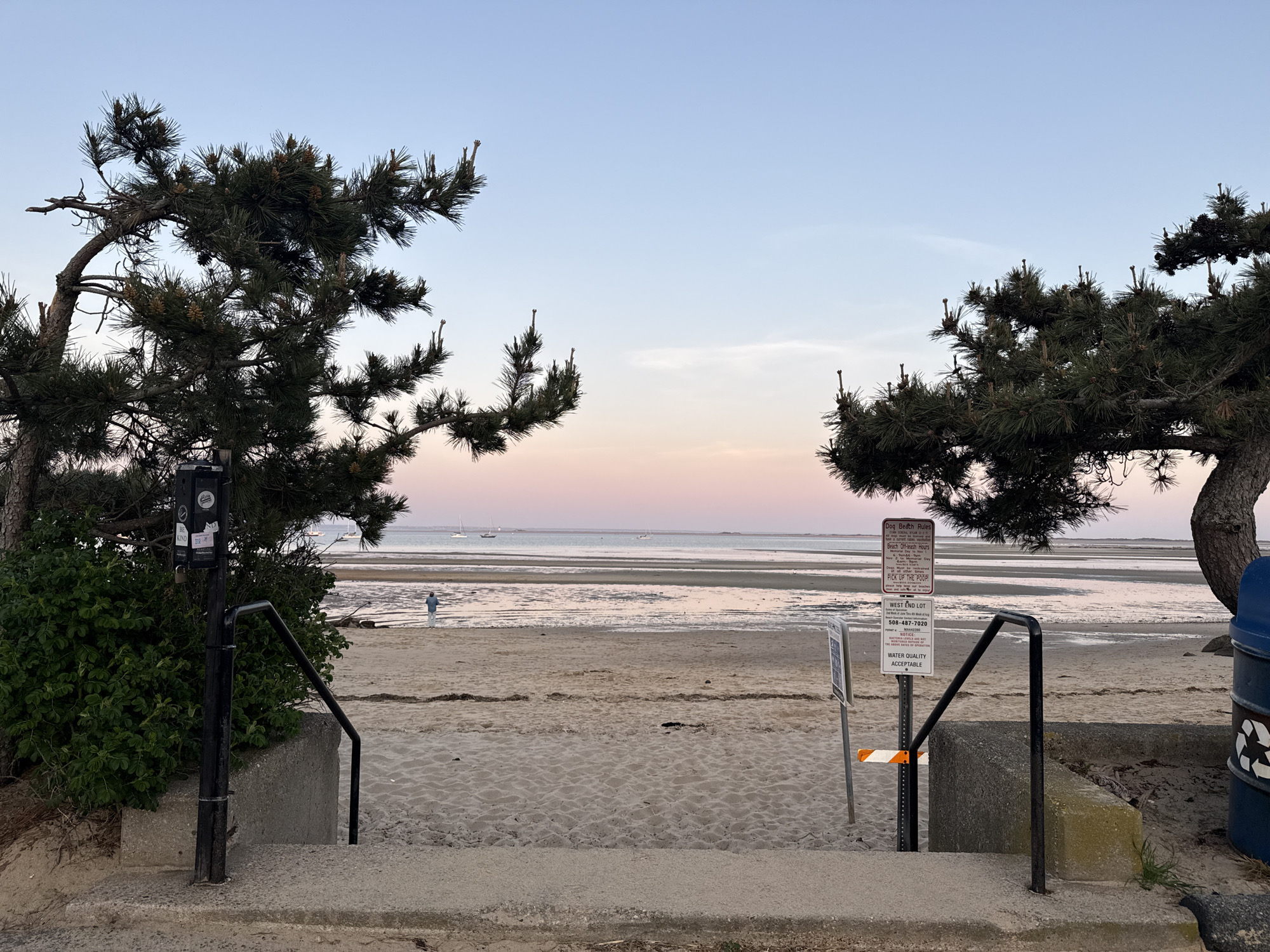 Evening beach scene captured from stairs in Provincetown