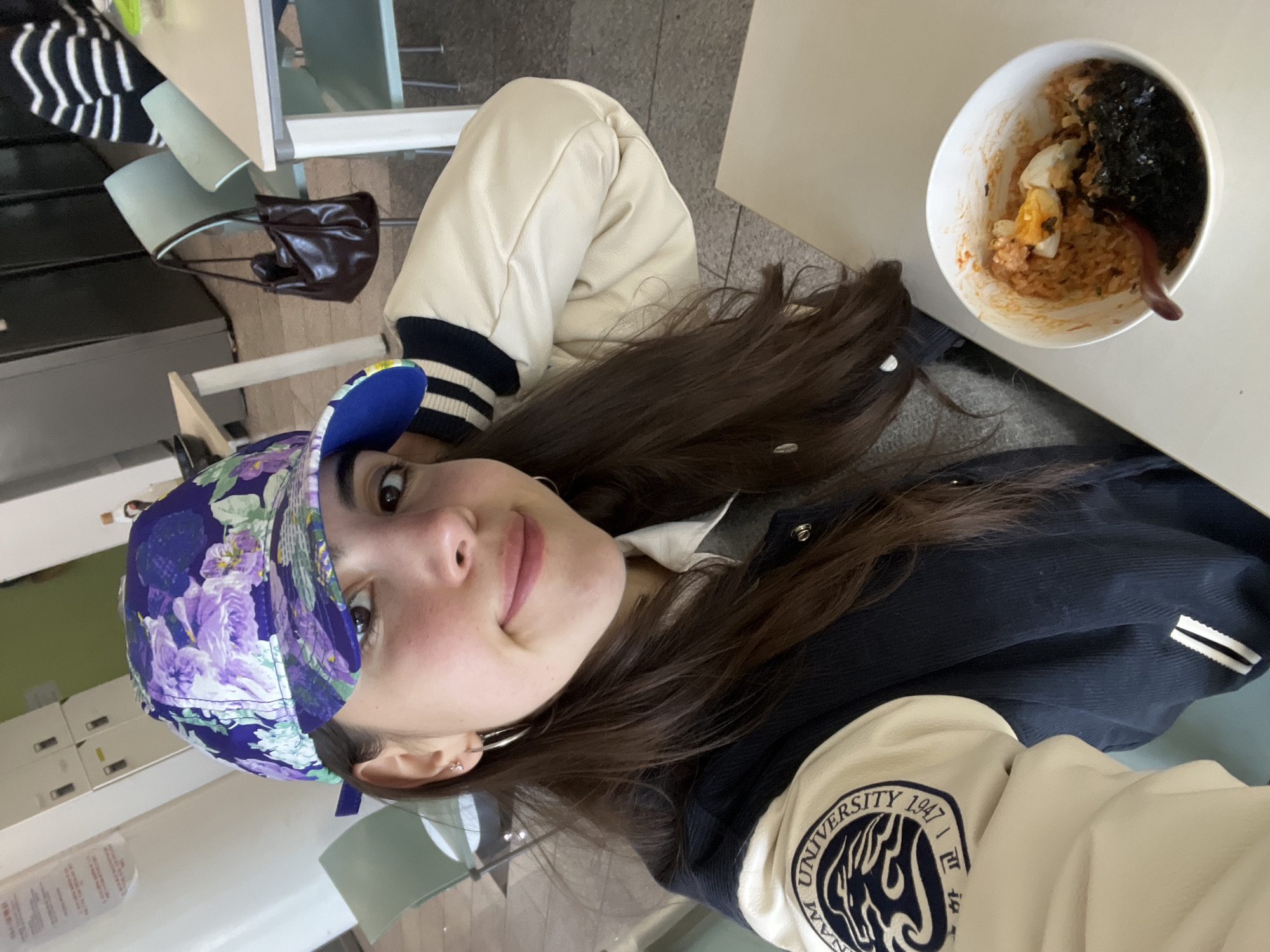 University student takes selfie with meal in Daegu