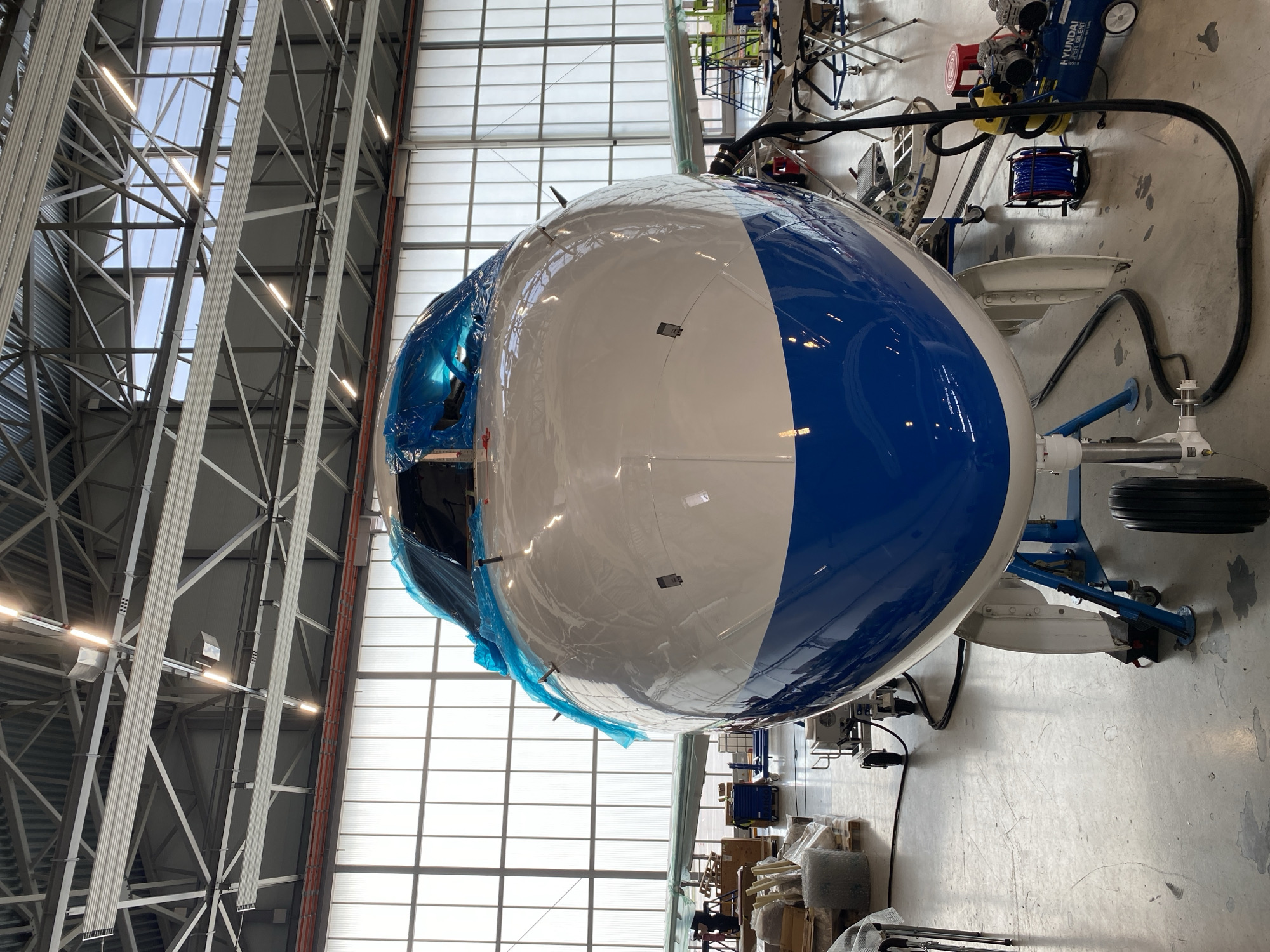 Aircraft undergoes routine maintenance at Skulte Airport, Latvia