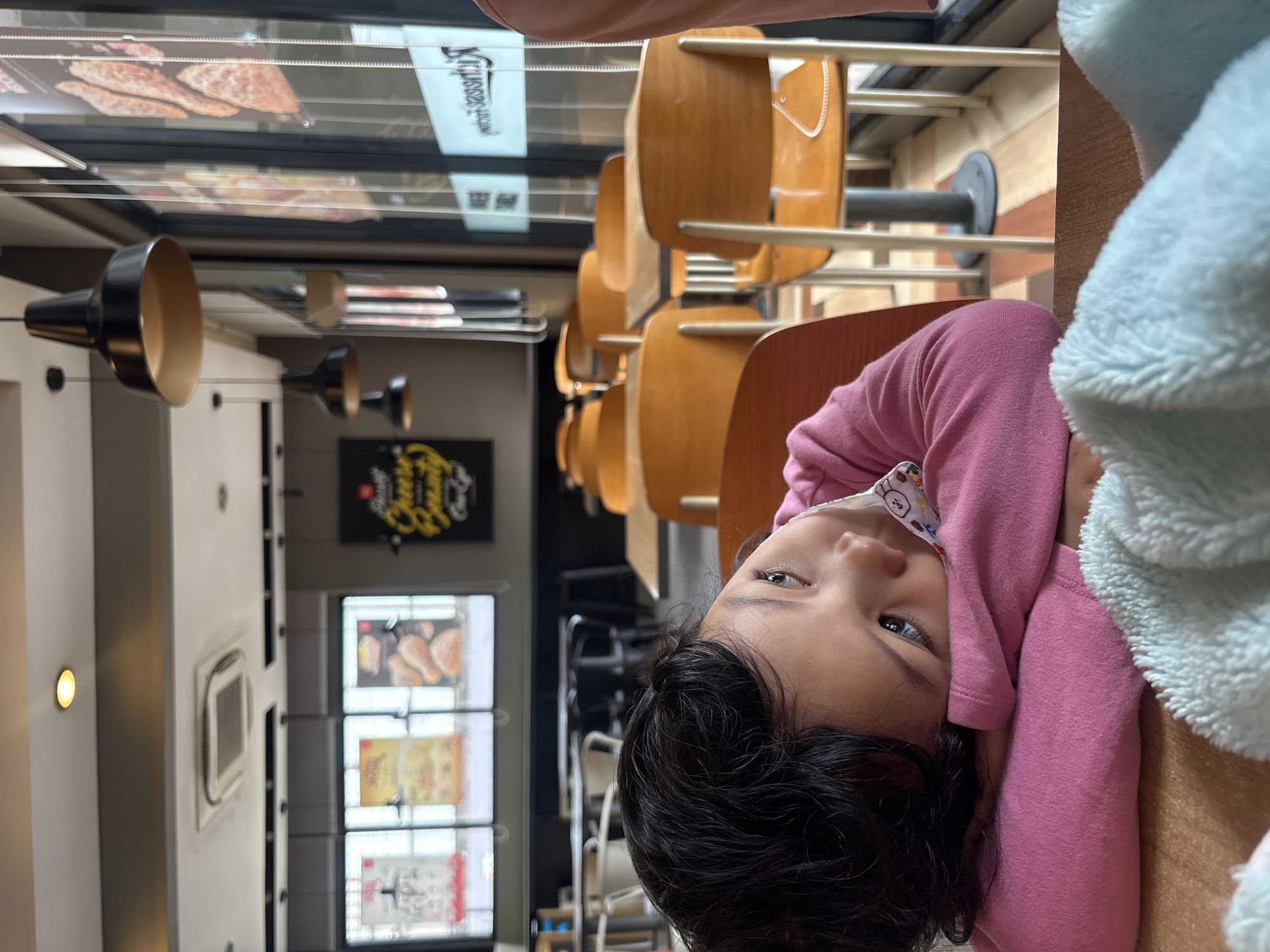 Family breakfast at Richeese Factory in Tangerang