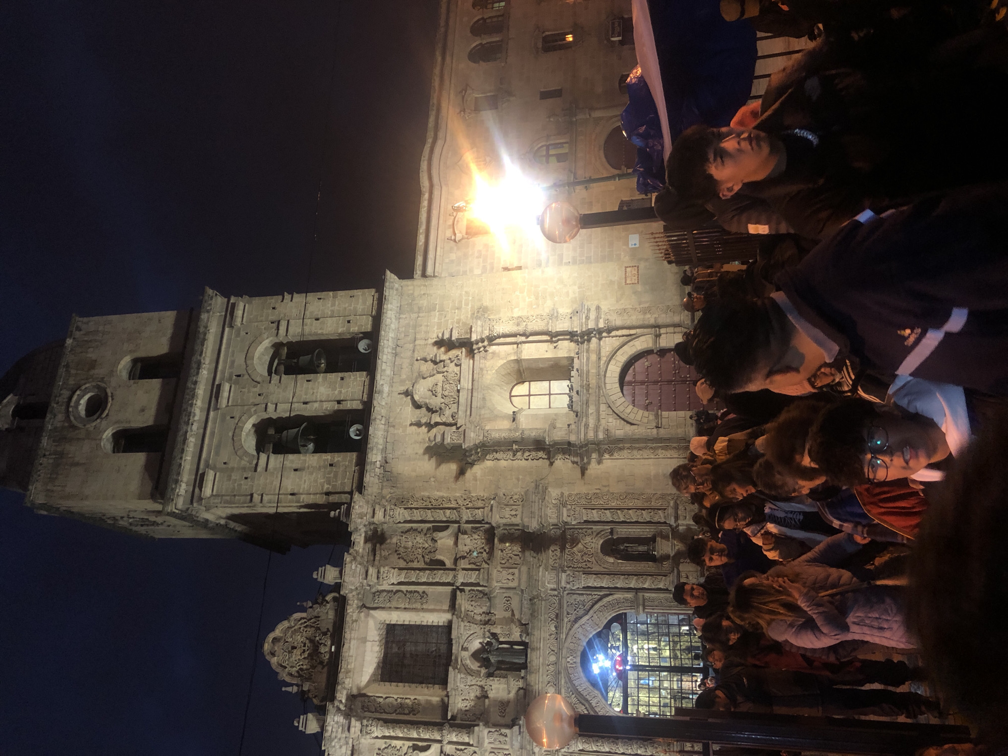 Evening crowds gather at La Paz religious landmarks