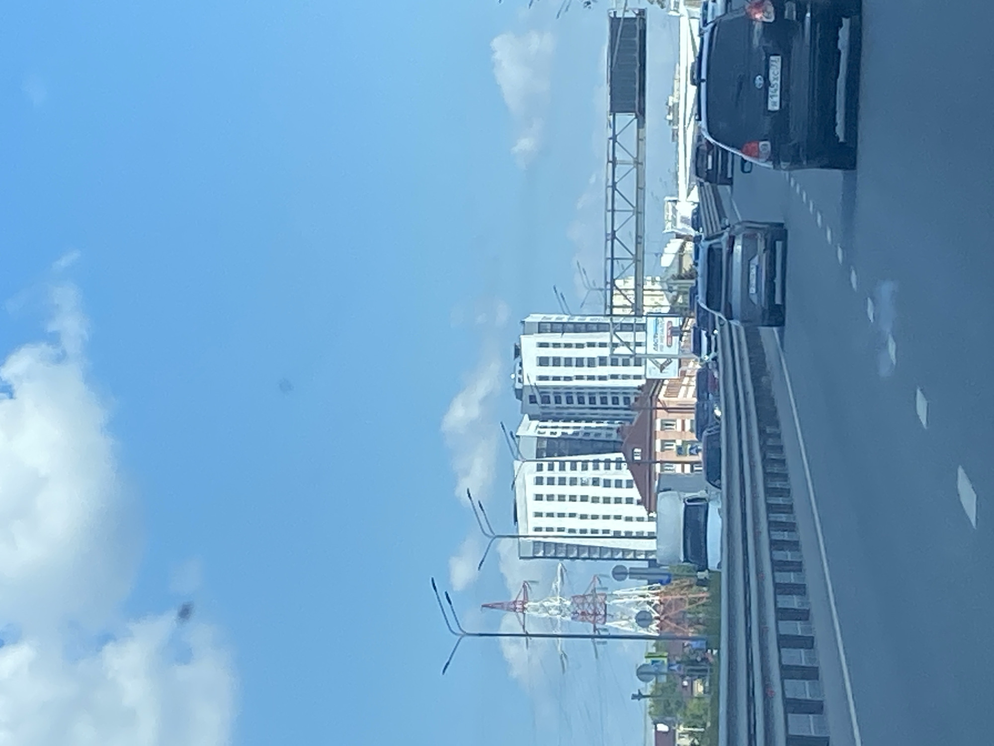 Highway traffic and pedestrian bridge in Kazan