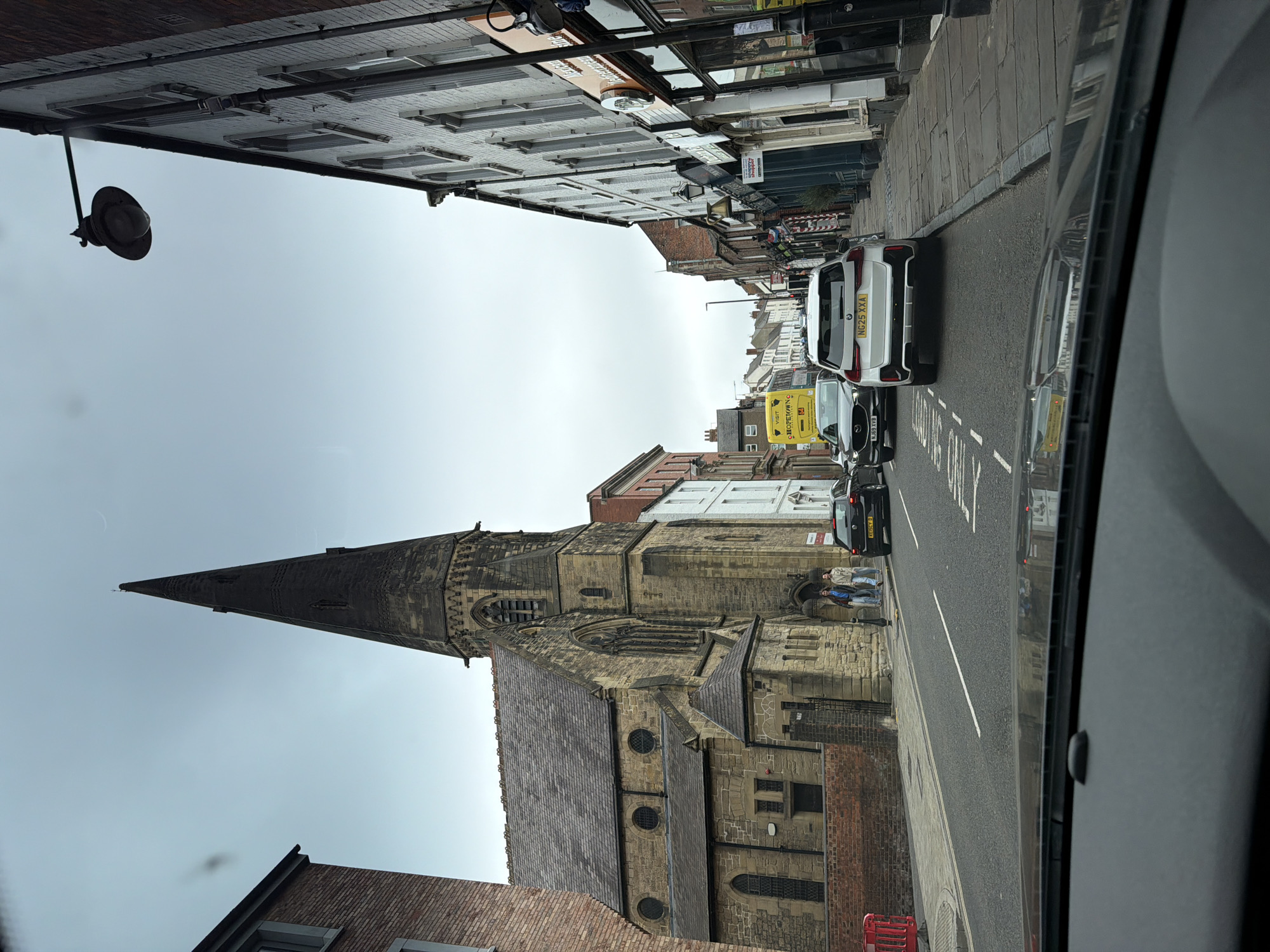 Durham cityscape photographed featuring St. Nicholas Church spire