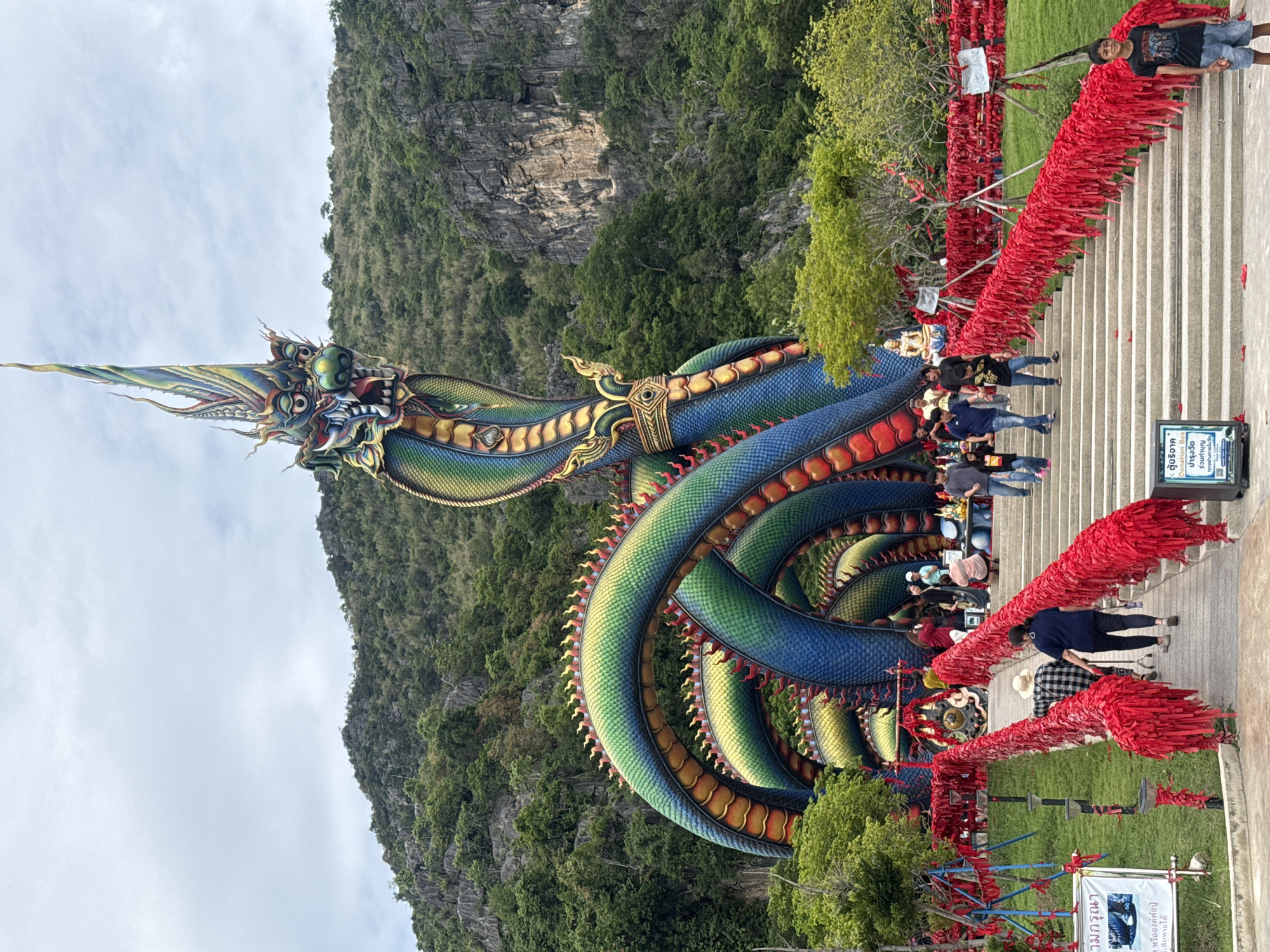 Giant Naga sculpture complex draws visitors in Cha-am, Thailand