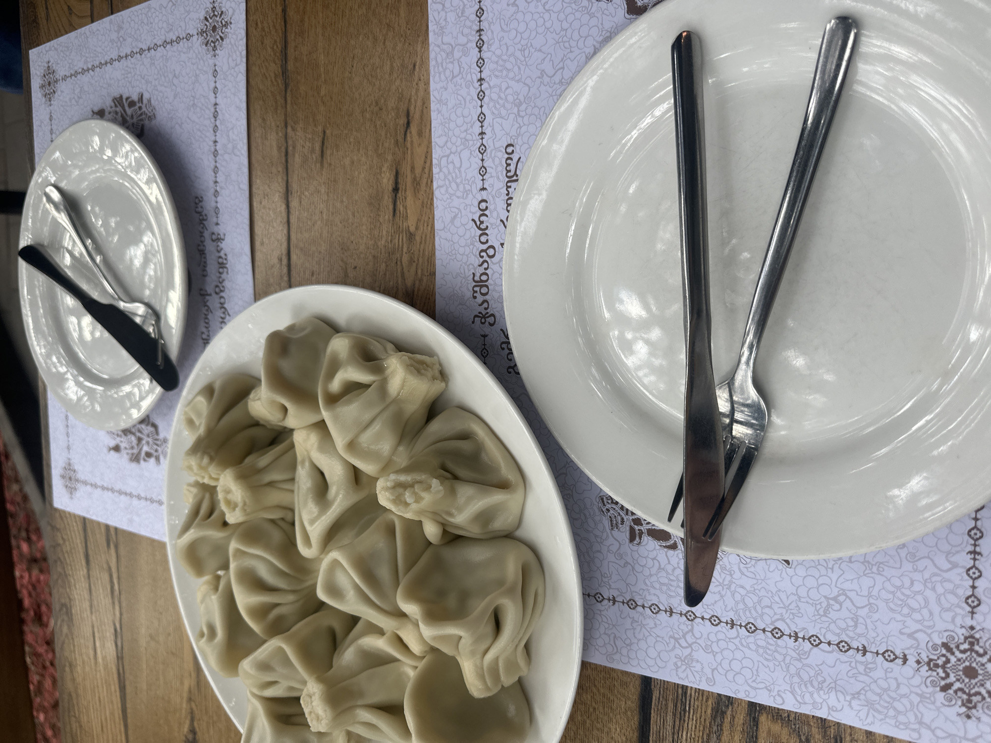Georgian khinkali dumplings served at Tbilisi restaurant