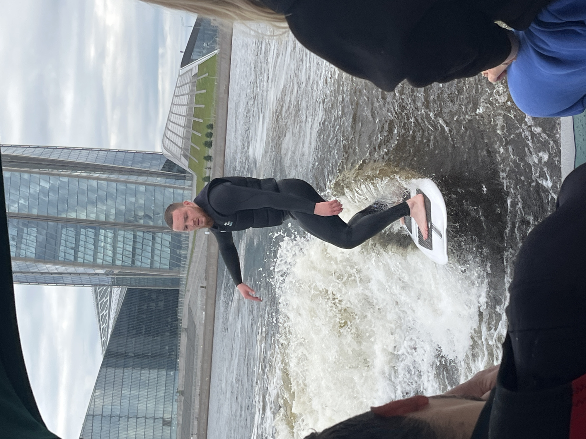 Wakeboarding the Neva River with Saint Petersburg's skyline behind