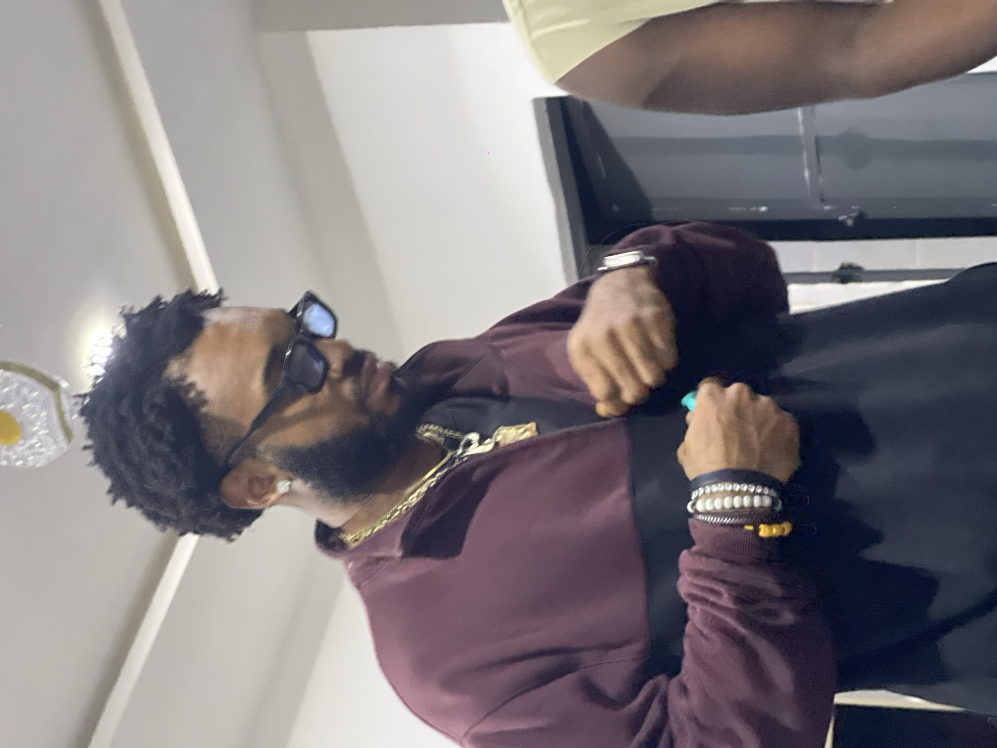 Indoor hangout in Abuja with balloons and casual vibes