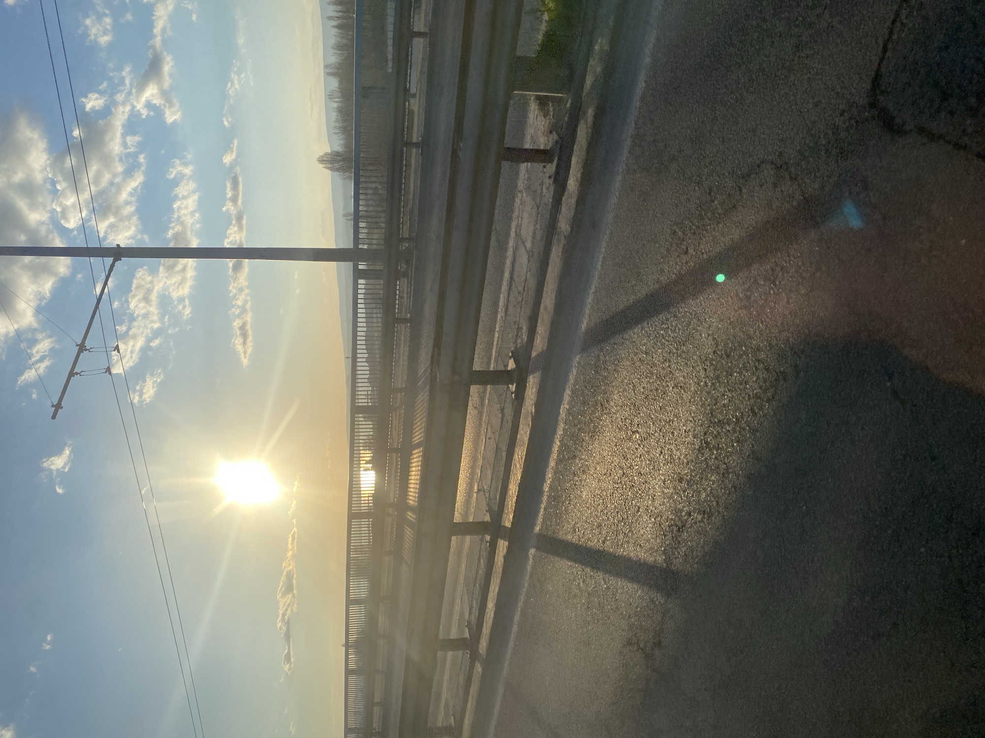 Golden hour observed from elevated bridge structure in Varna