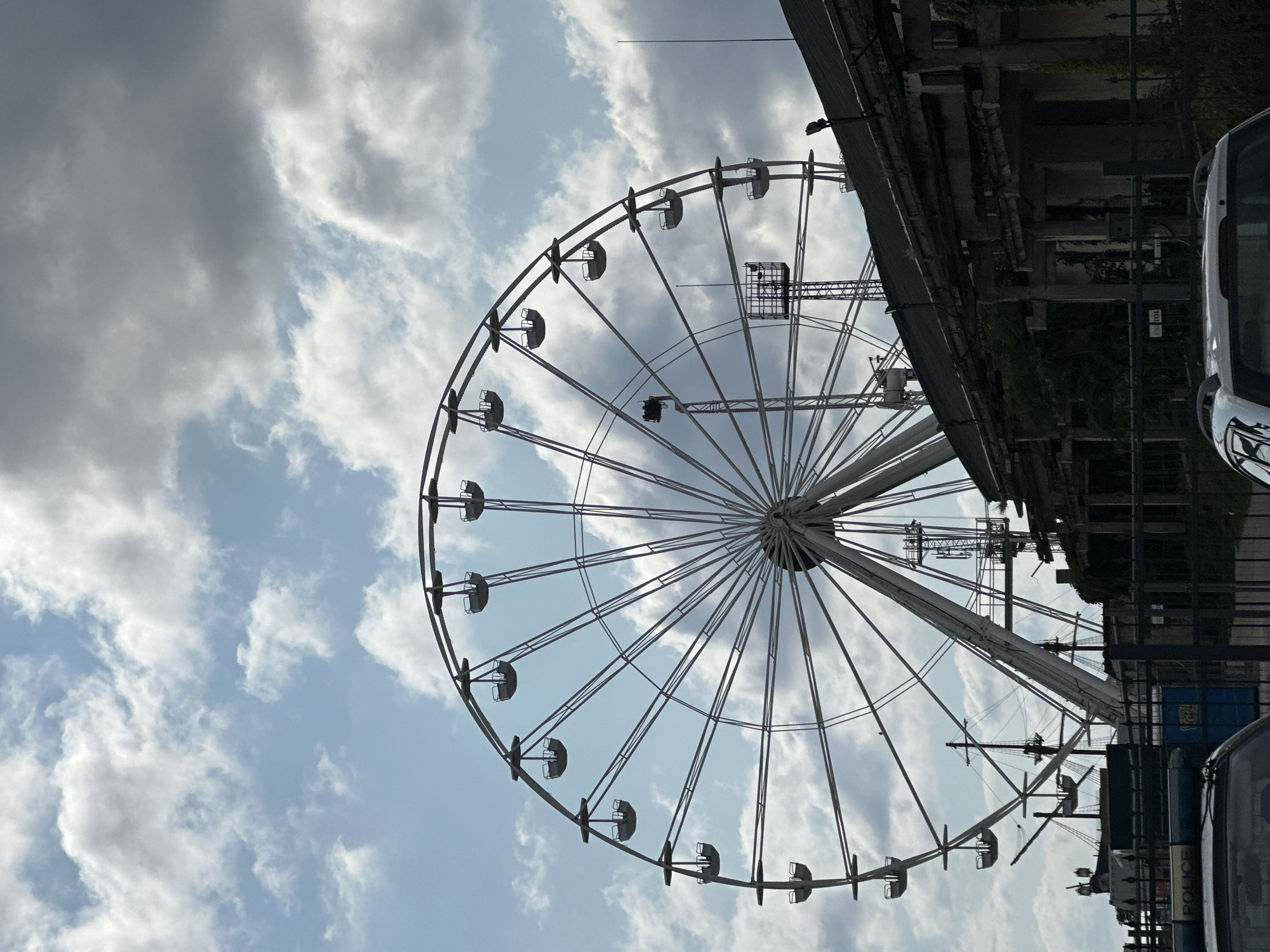 Cloudy morning at a port city's waterfront and streets
