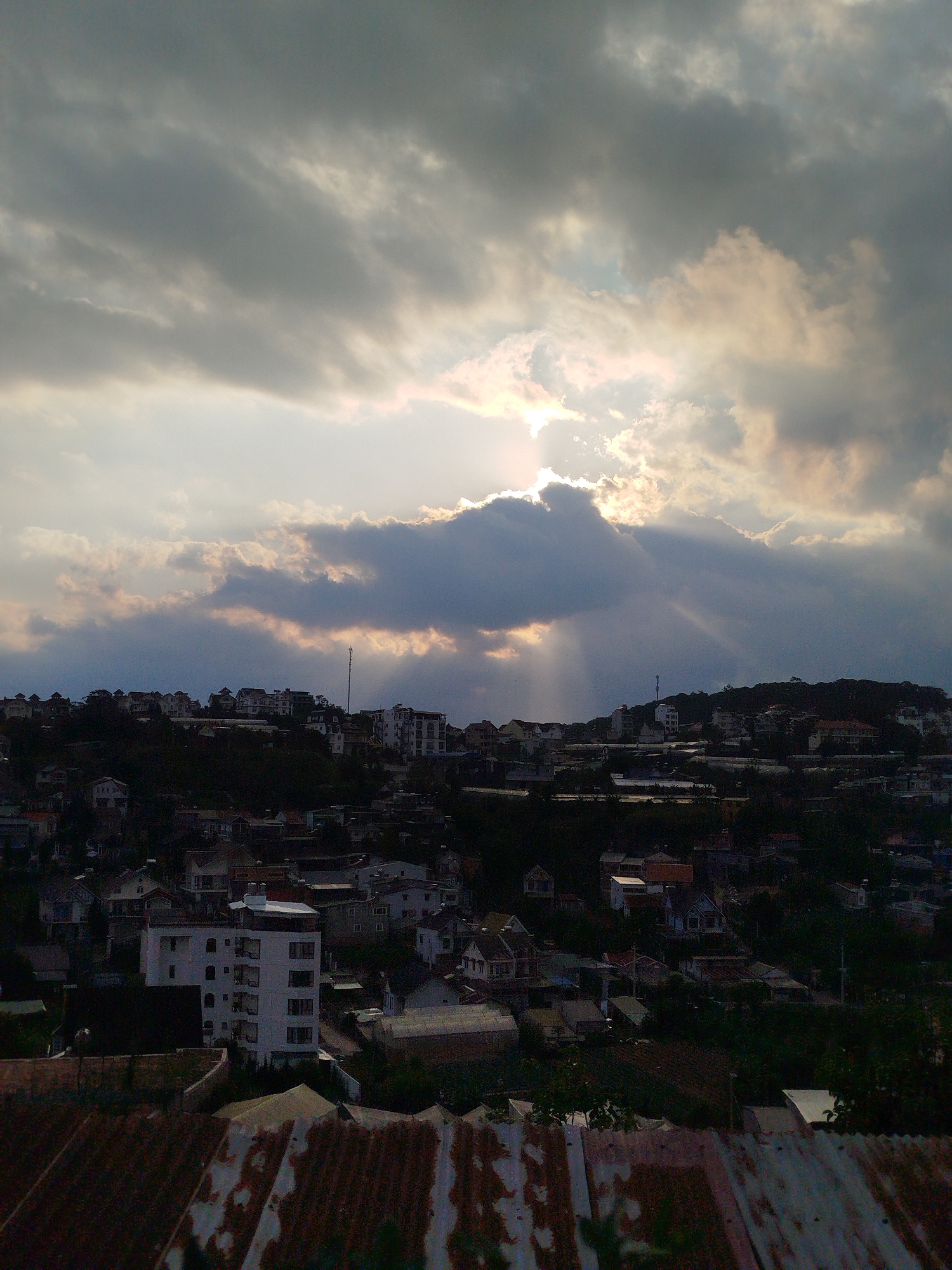 Dramatic skies and mixed architecture captured in Da Lat