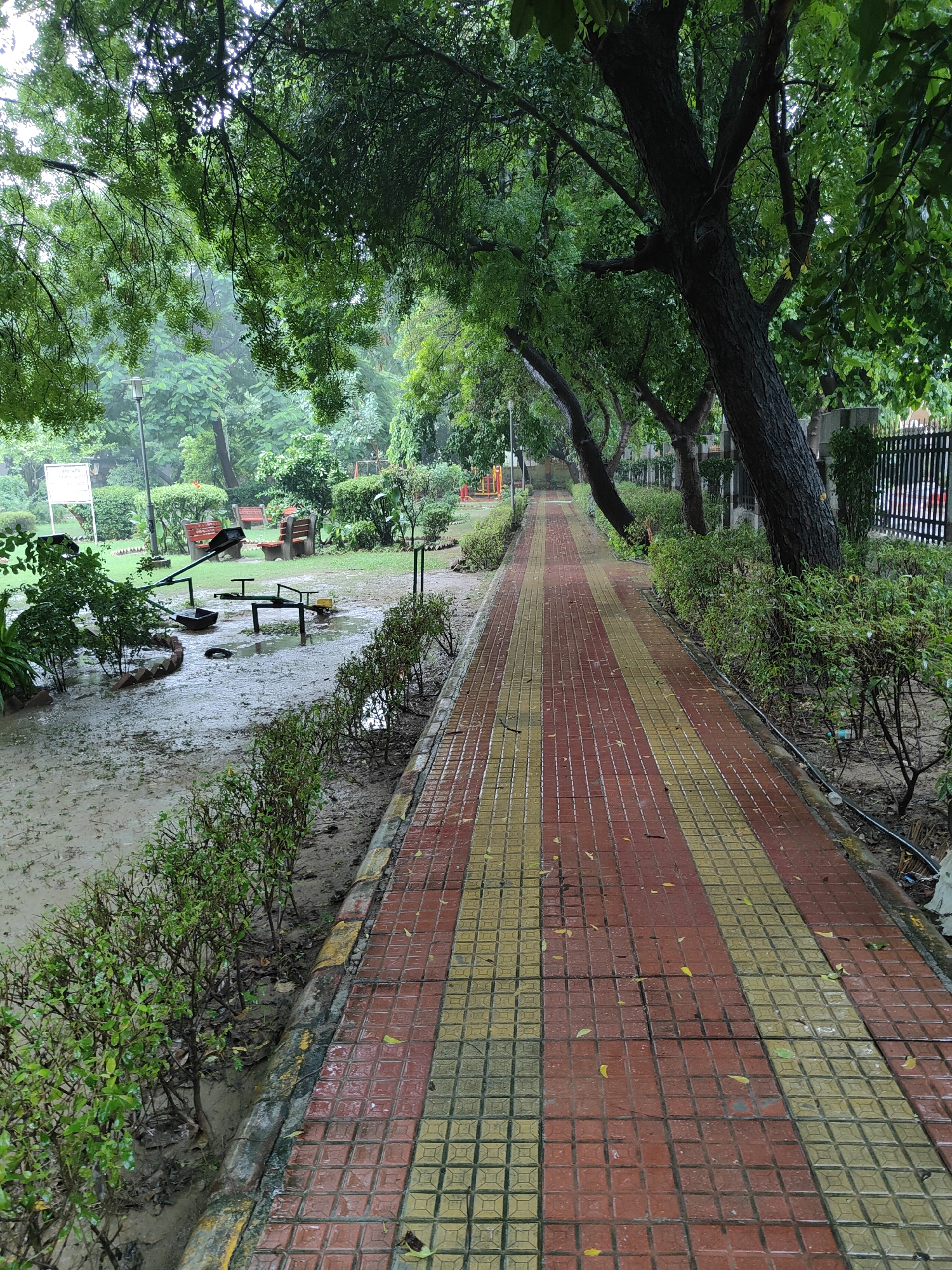 Gurgaon park floods during a monsoon downpour