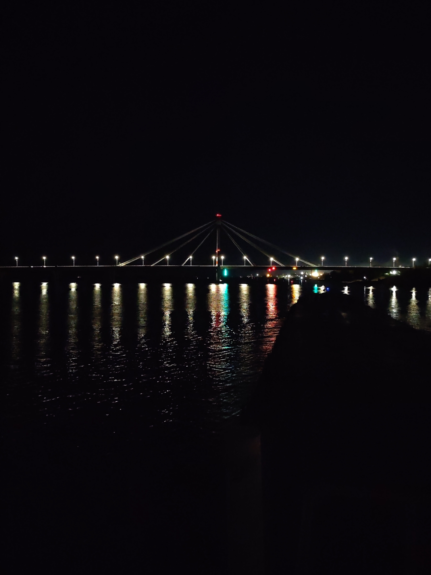 Nighttime scenes captured in Cherepovets show illuminated bridge, Ferris wheel