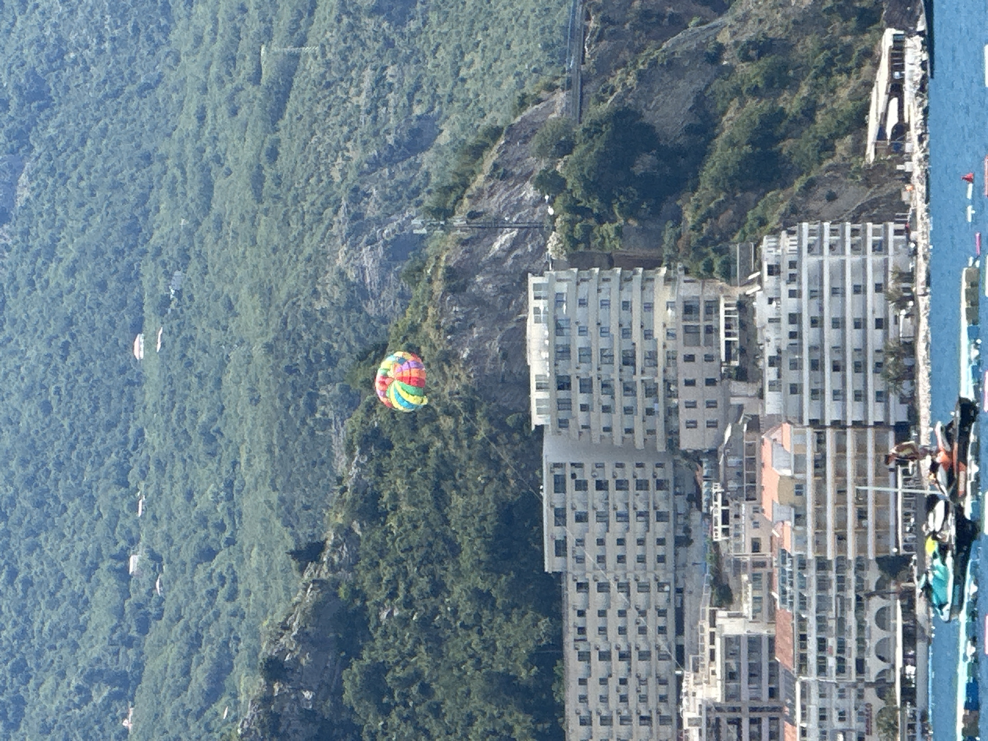 Summer parasailing and water recreation observed in Boreti, Montenegro