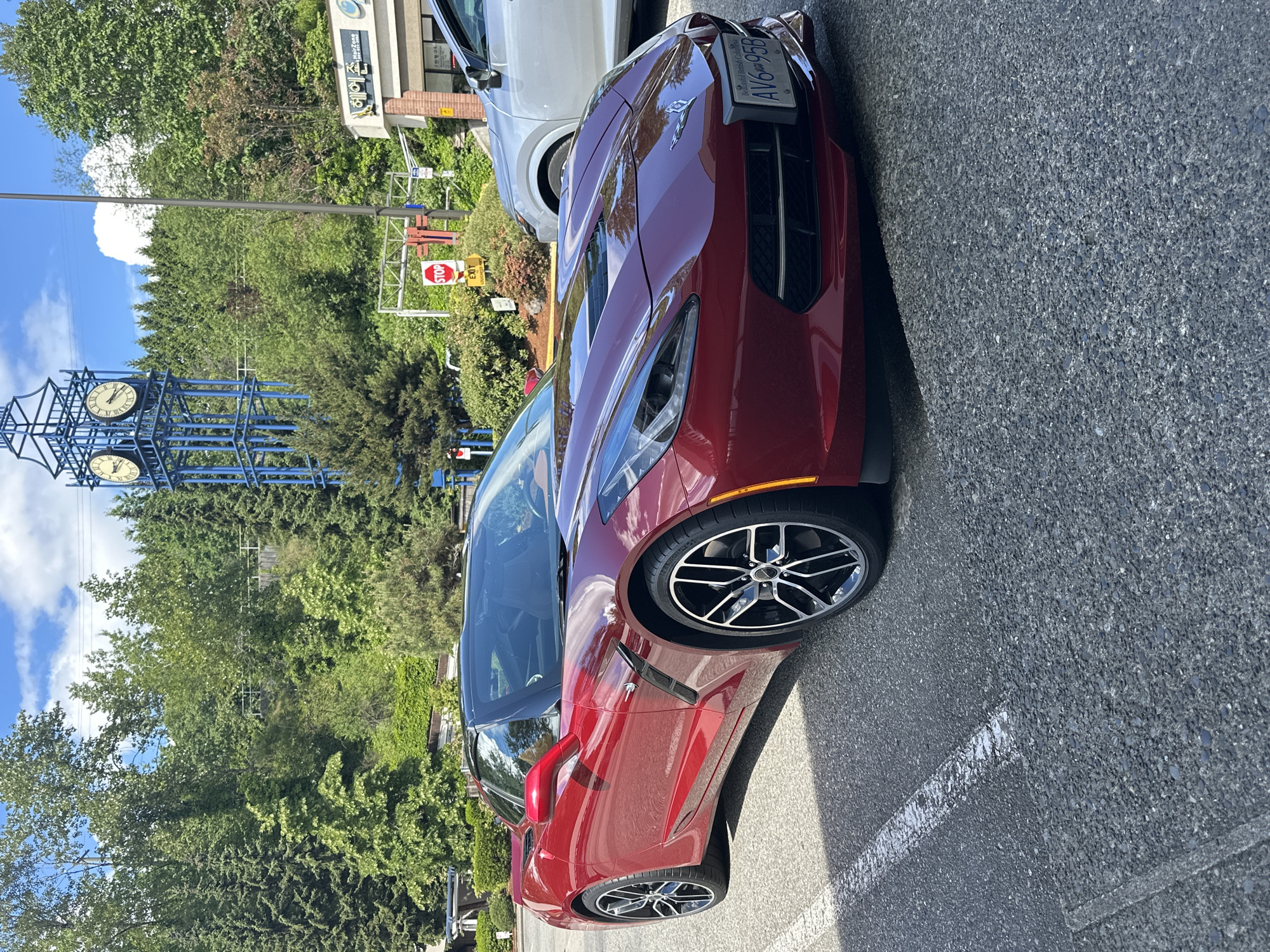 Red Corvette spotted parked in Coquitlam commercial lot