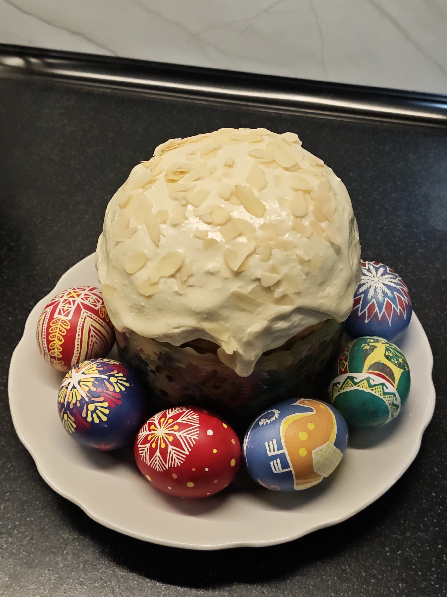 Traditional Easter breads photographed in Vinnytsia, Ukraine