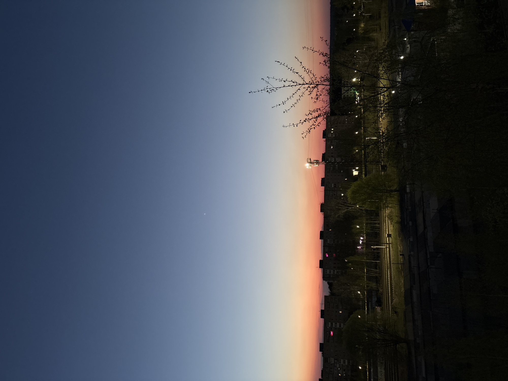 Evening documentation captures dusk-to-night transition in Chaikovsky, Russia