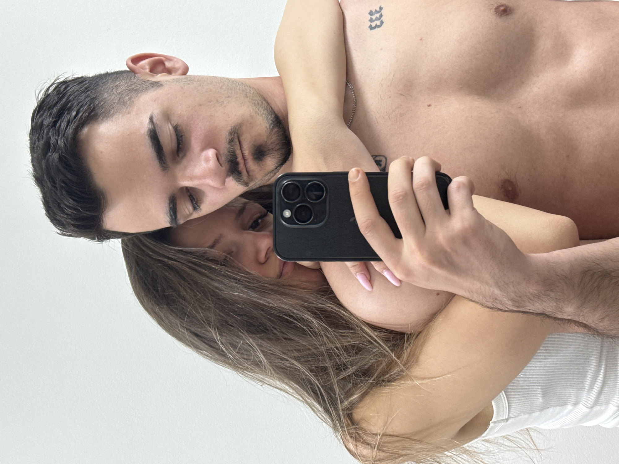 Couple shares intimate morning moments with pets in Sofia