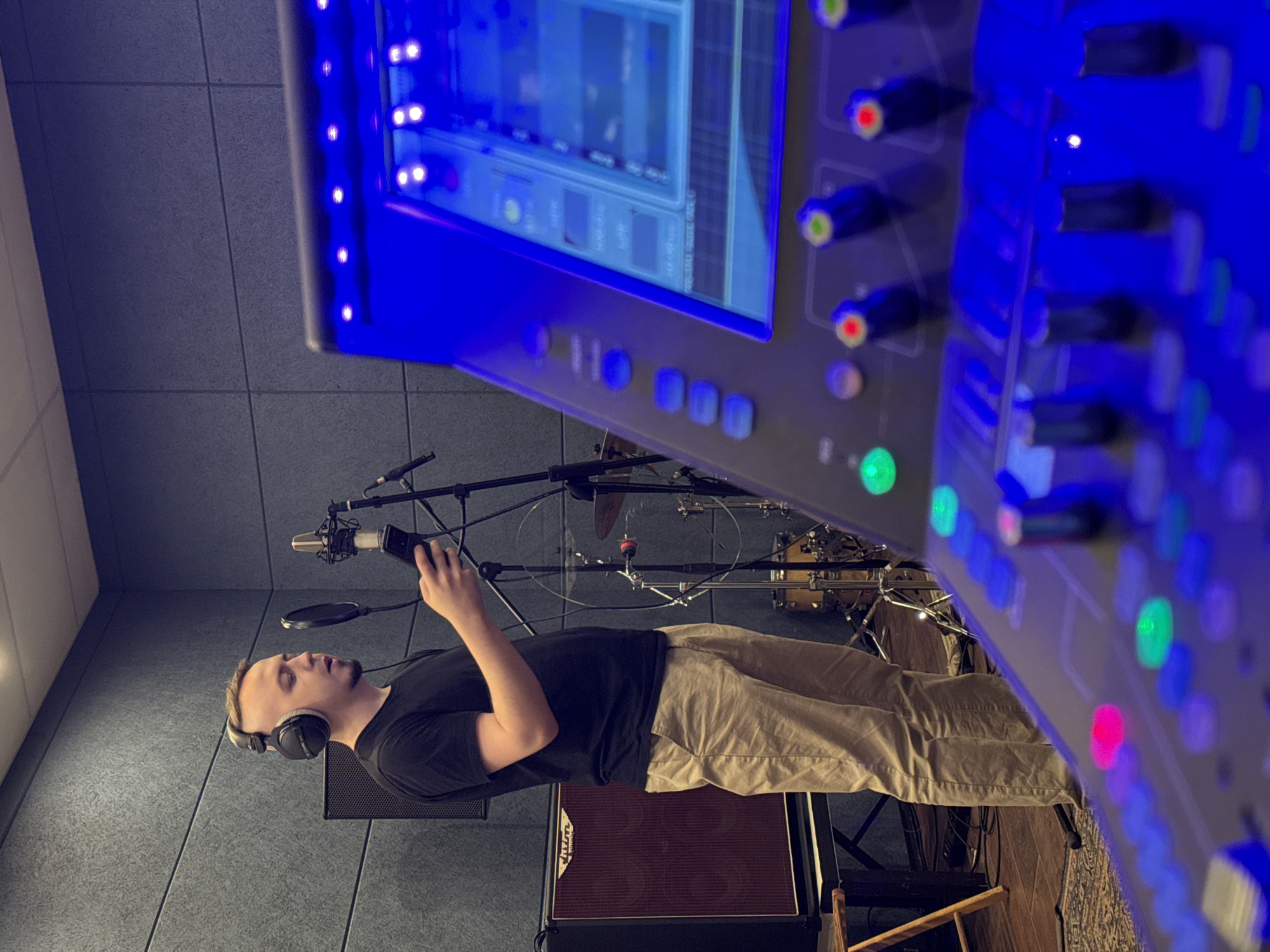 Vocal recording session captured at Moscow studio