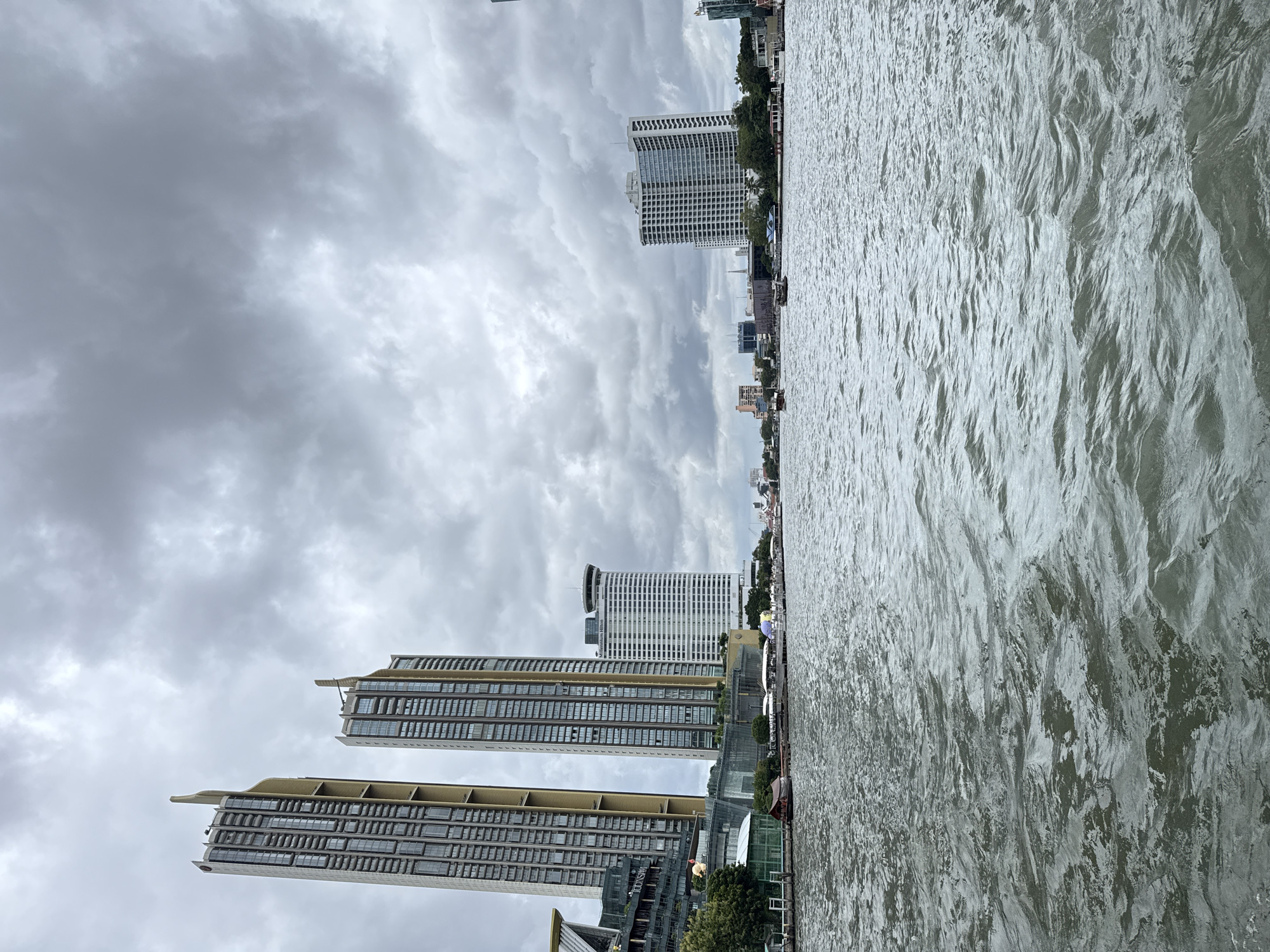 Chao Phraya River on a breezy, overcast Bangkok morning