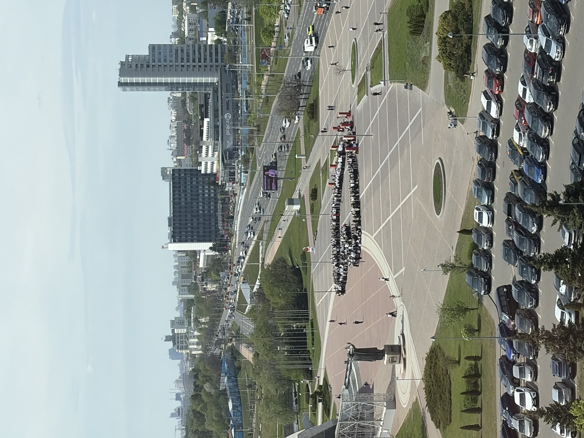 People gather on plaza in Belarus morning assembly
