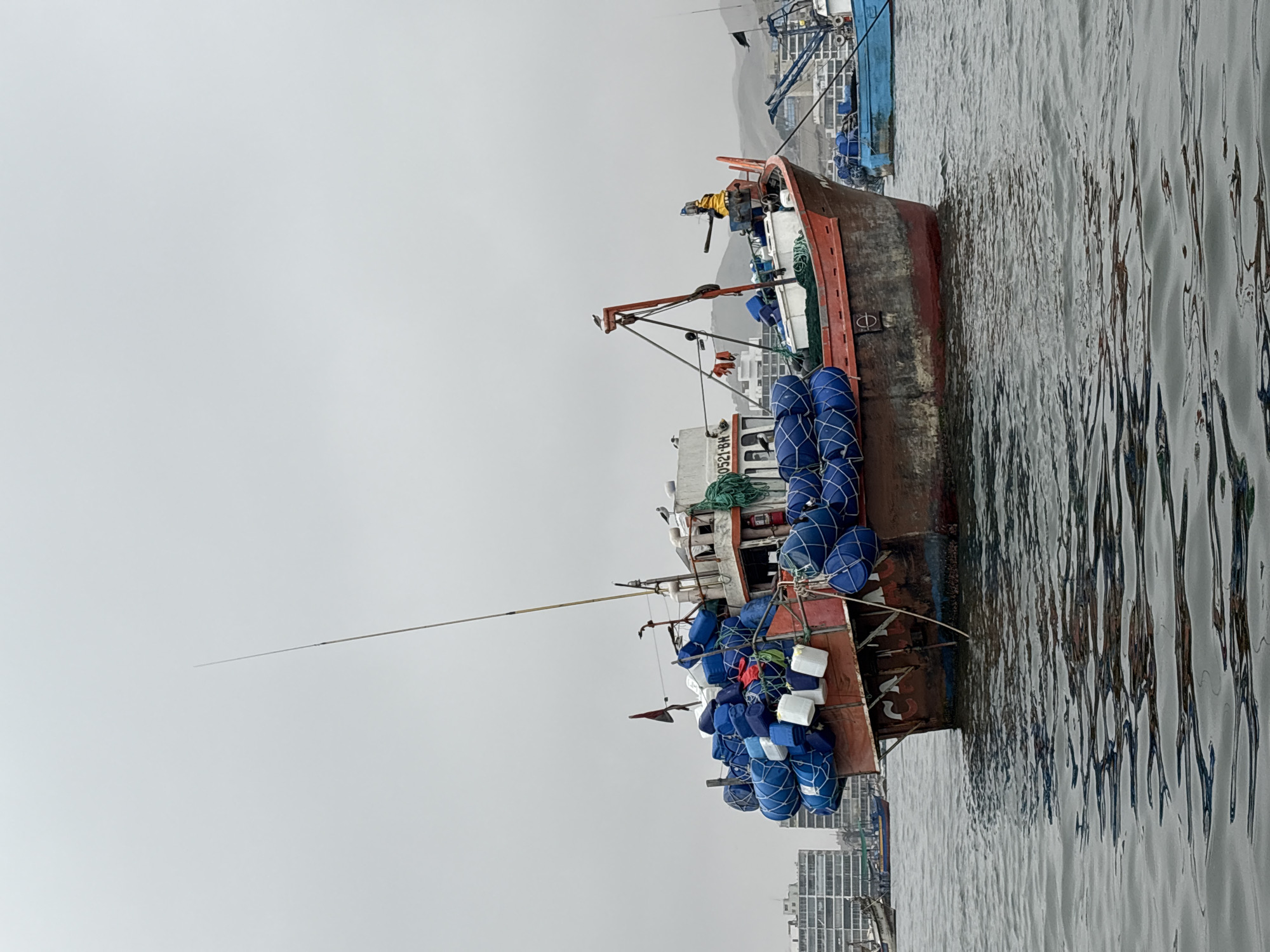 Fishing boat with gear moored near Ancón, Peru