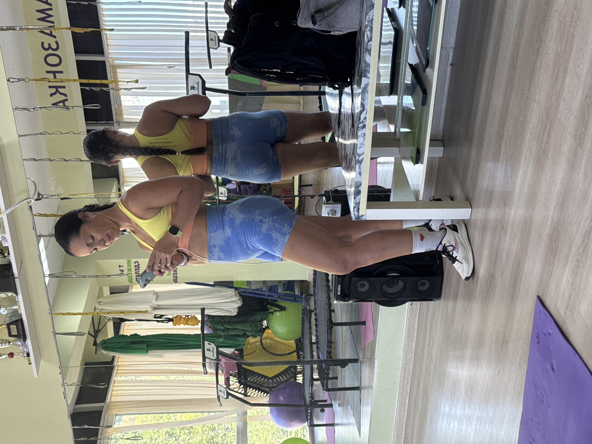 Rebounder workout session at a Sochi fitness studio