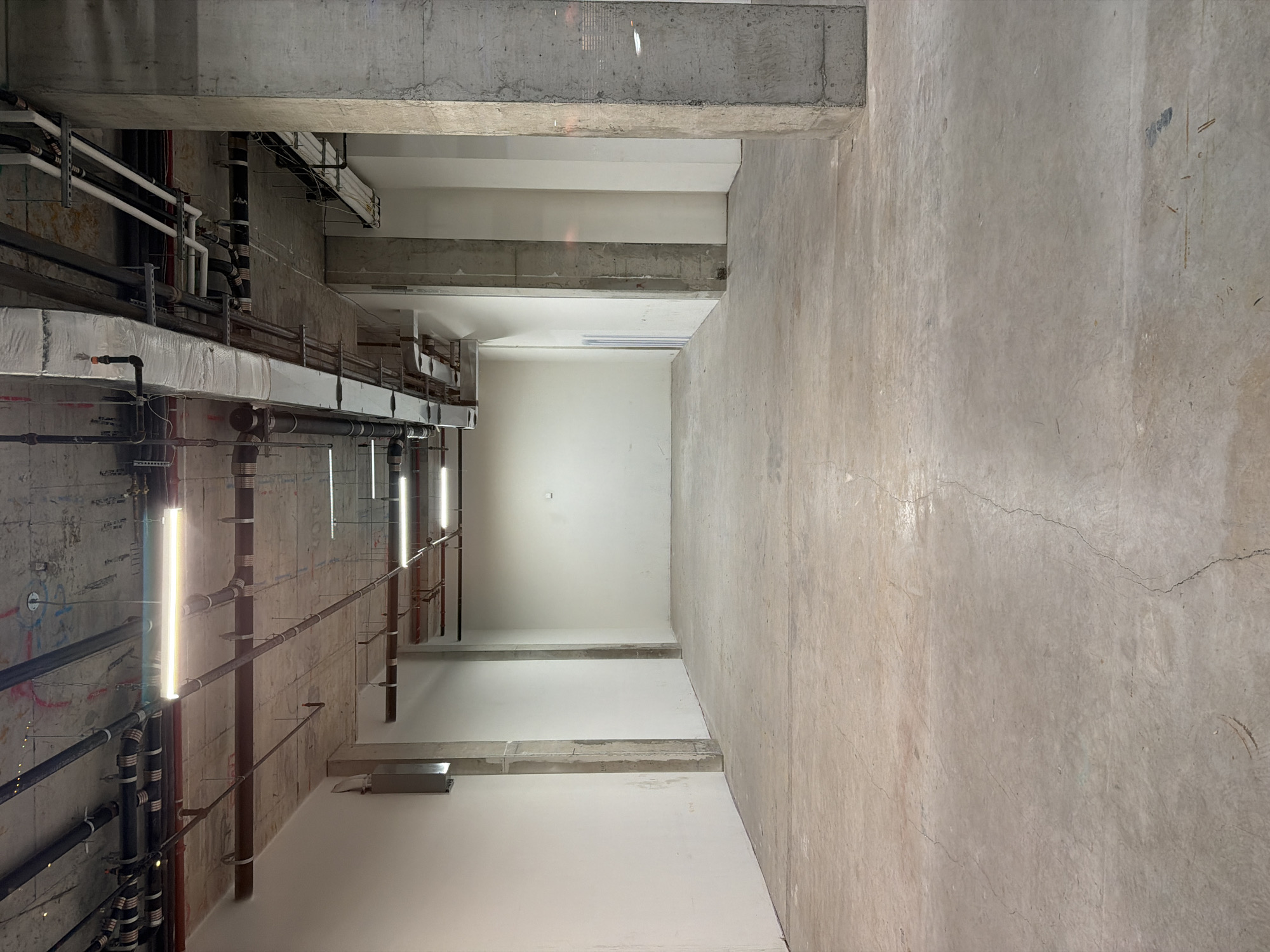 Construction site interior documented in New York early morning