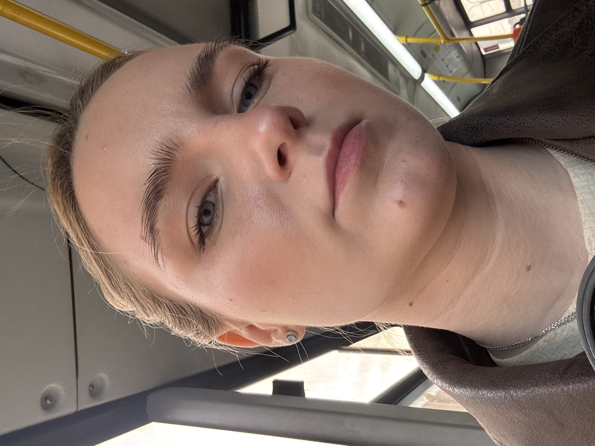 Blonde woman portraits and street traffic captured by witness