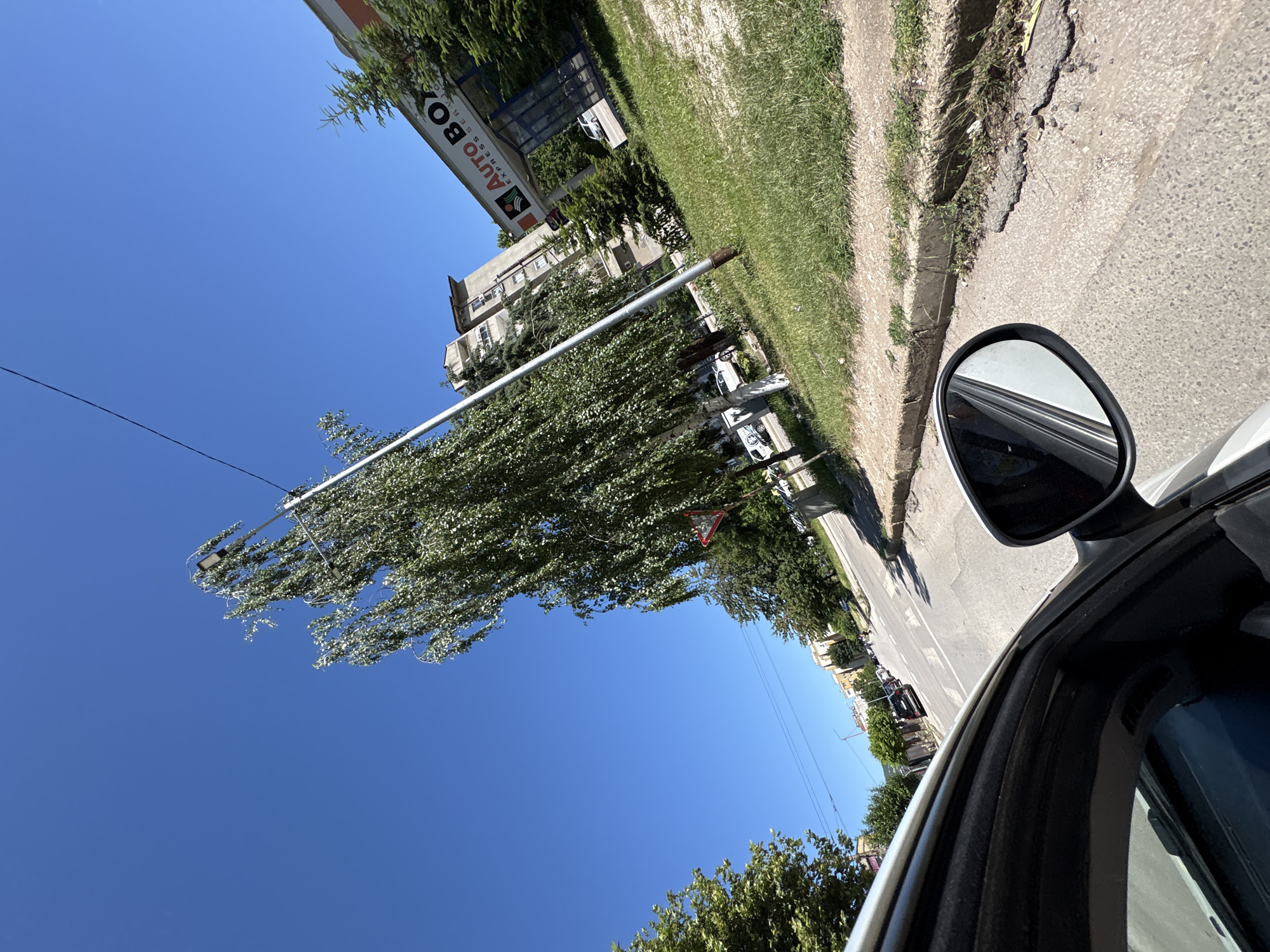 Car ride through Vratsa streets on sunny afternoon