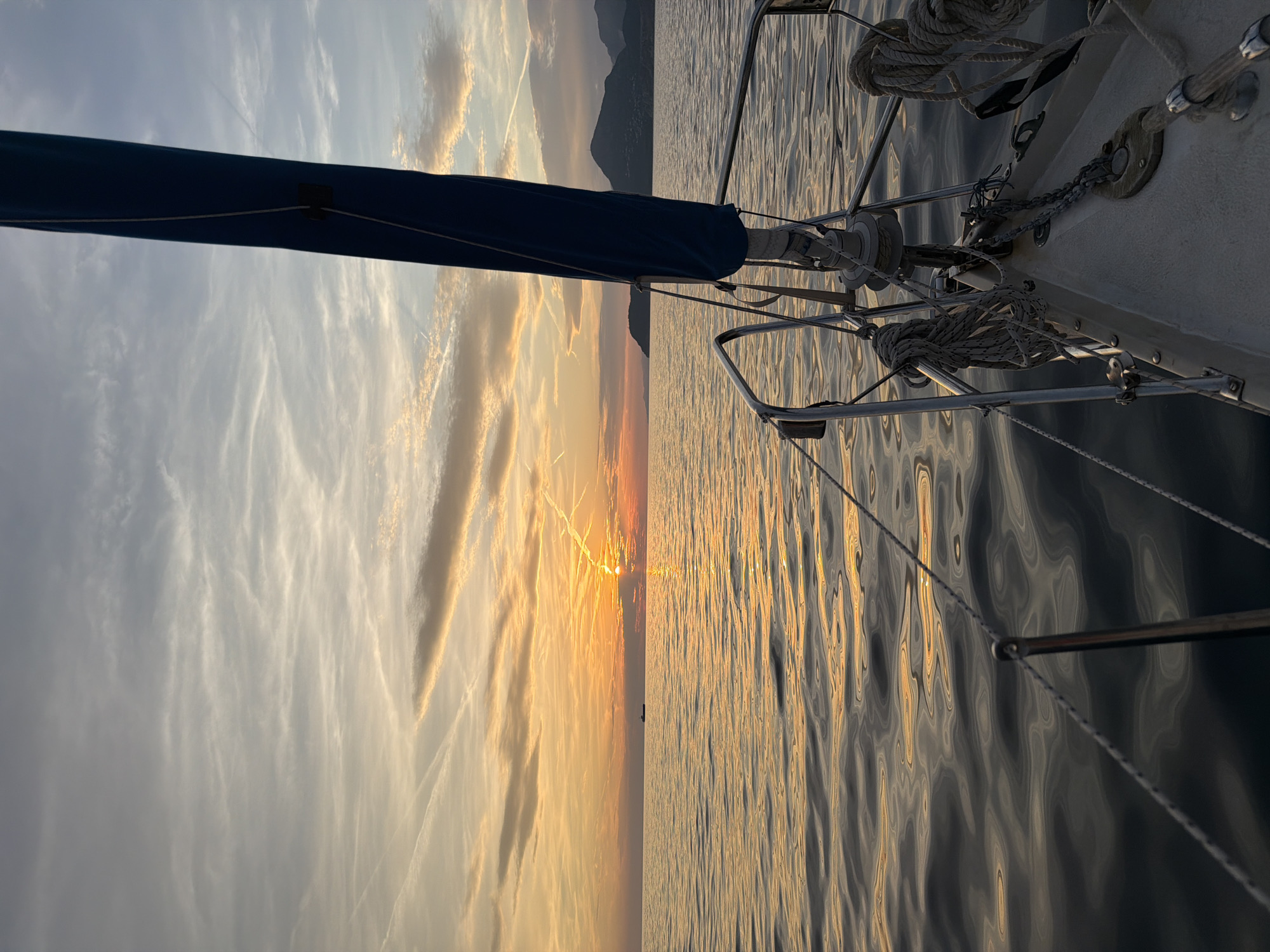 Sunset over the Adriatic from a sailboat near Bar, Montenegro