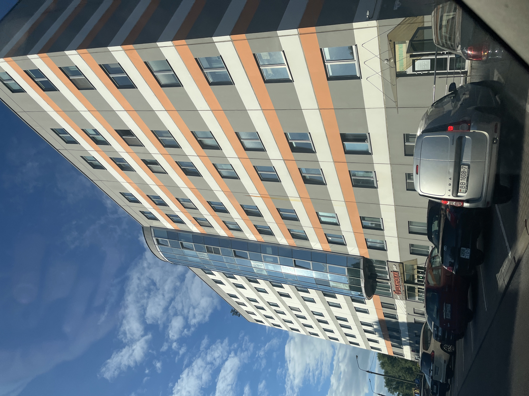 Everyday traffic and architecture along Minsk city streets