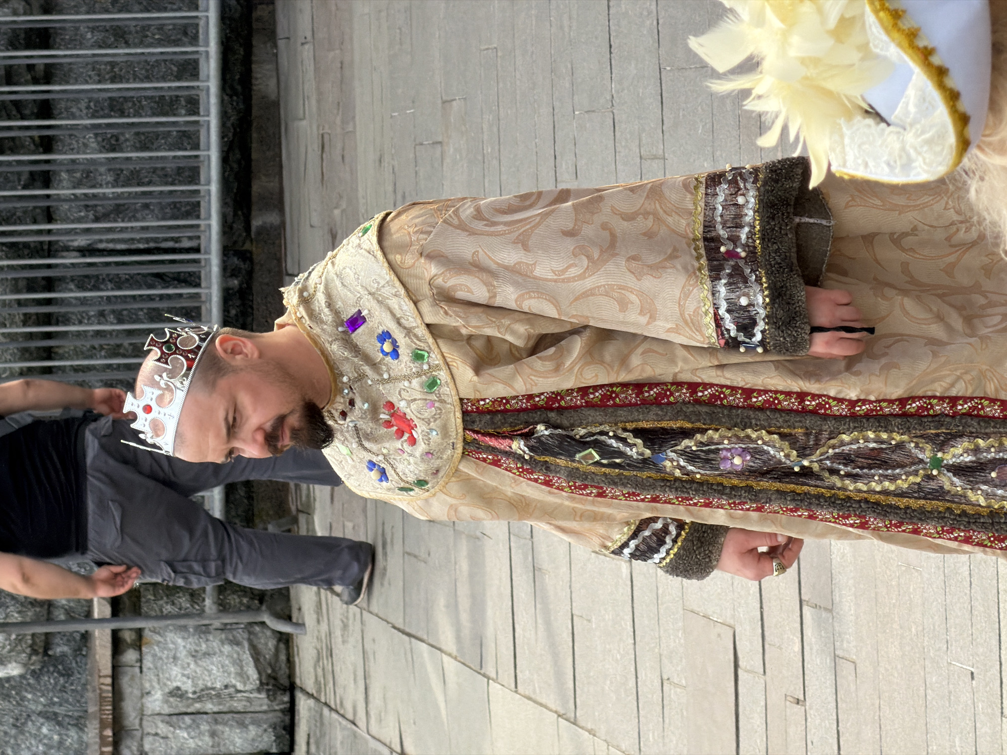 Costumed performers spotted near Moscow Kremlin in spring setting