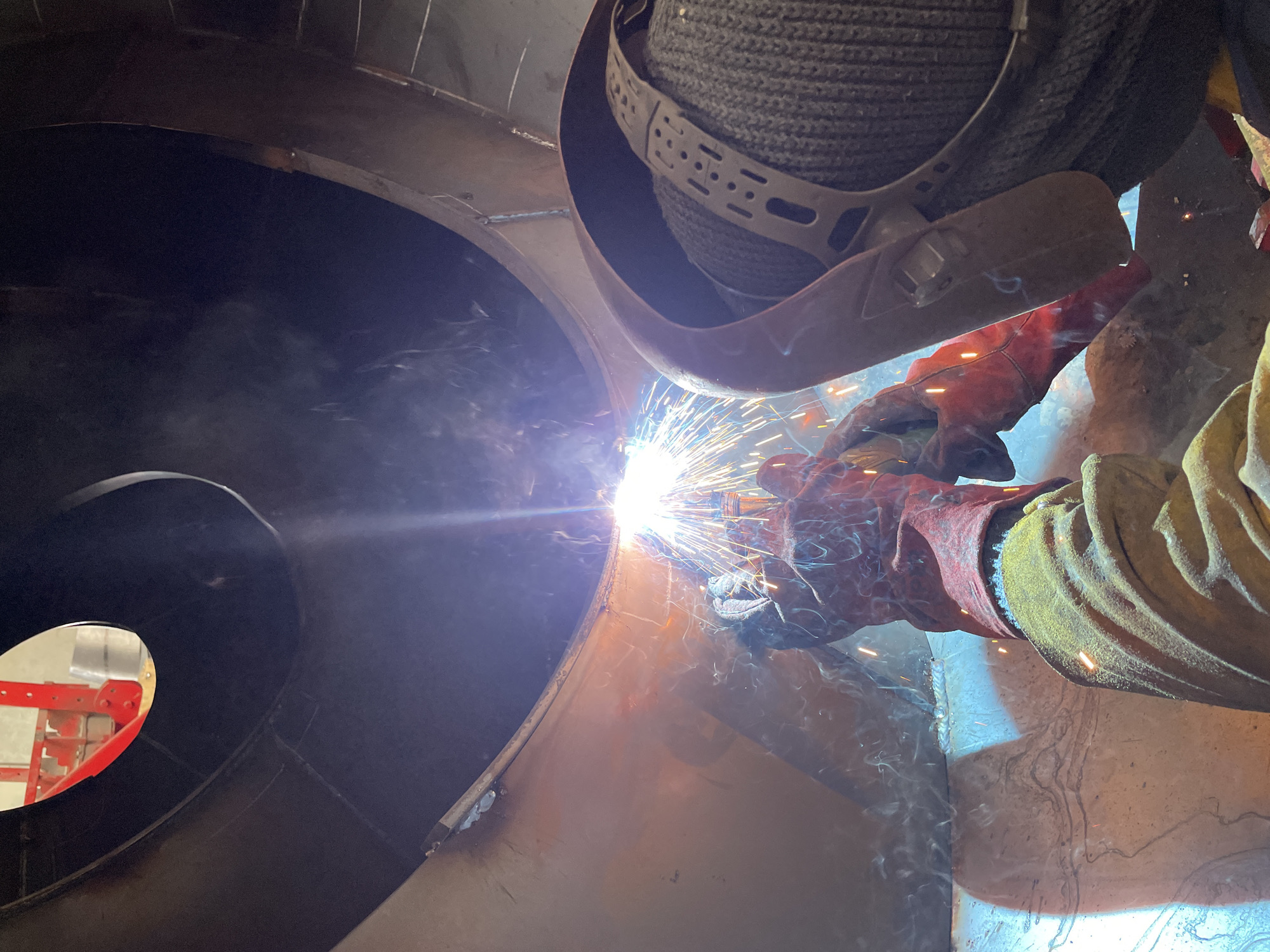 Industrial welding work underway at Montenegro construction site